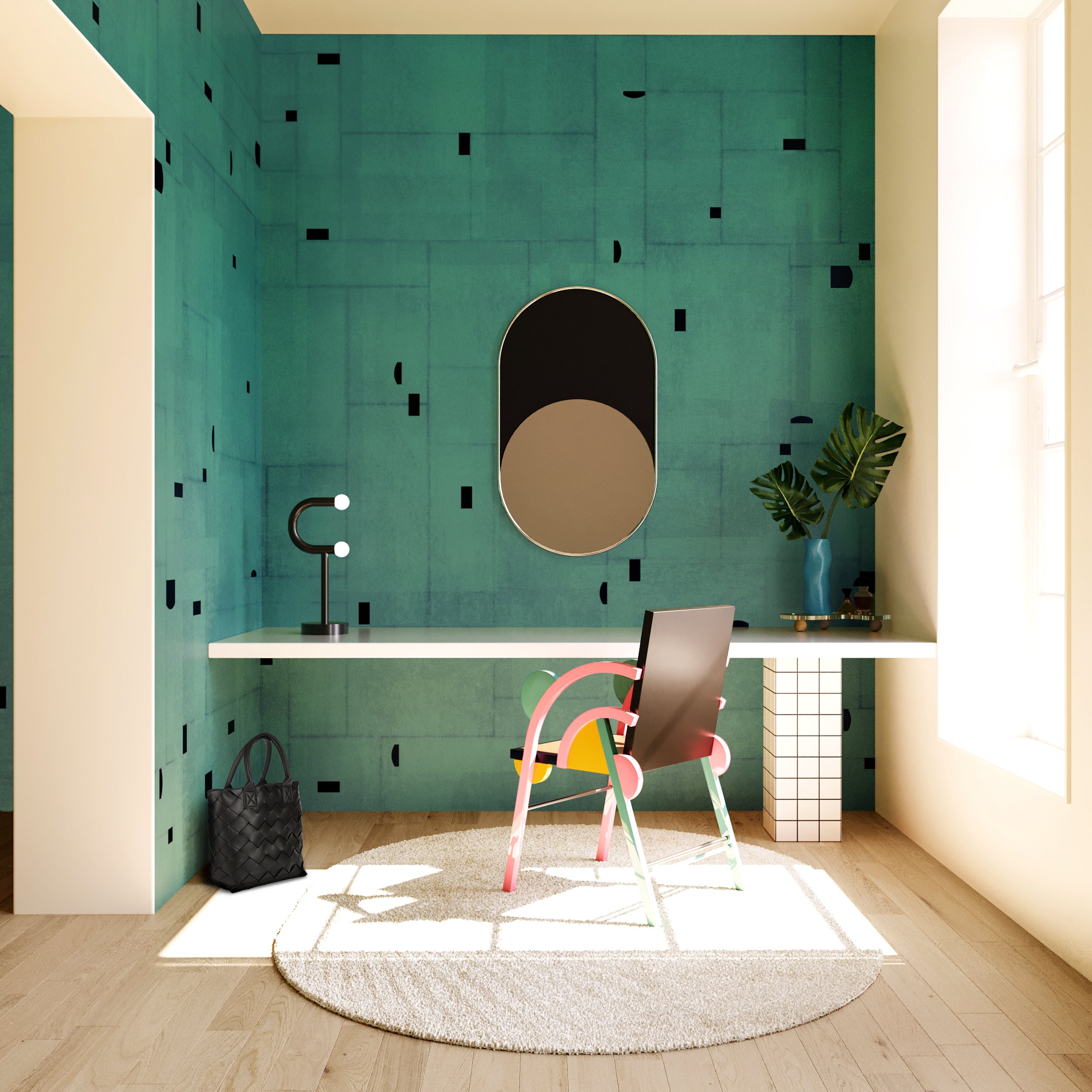 Geometrico© Wallpaper in Peacock