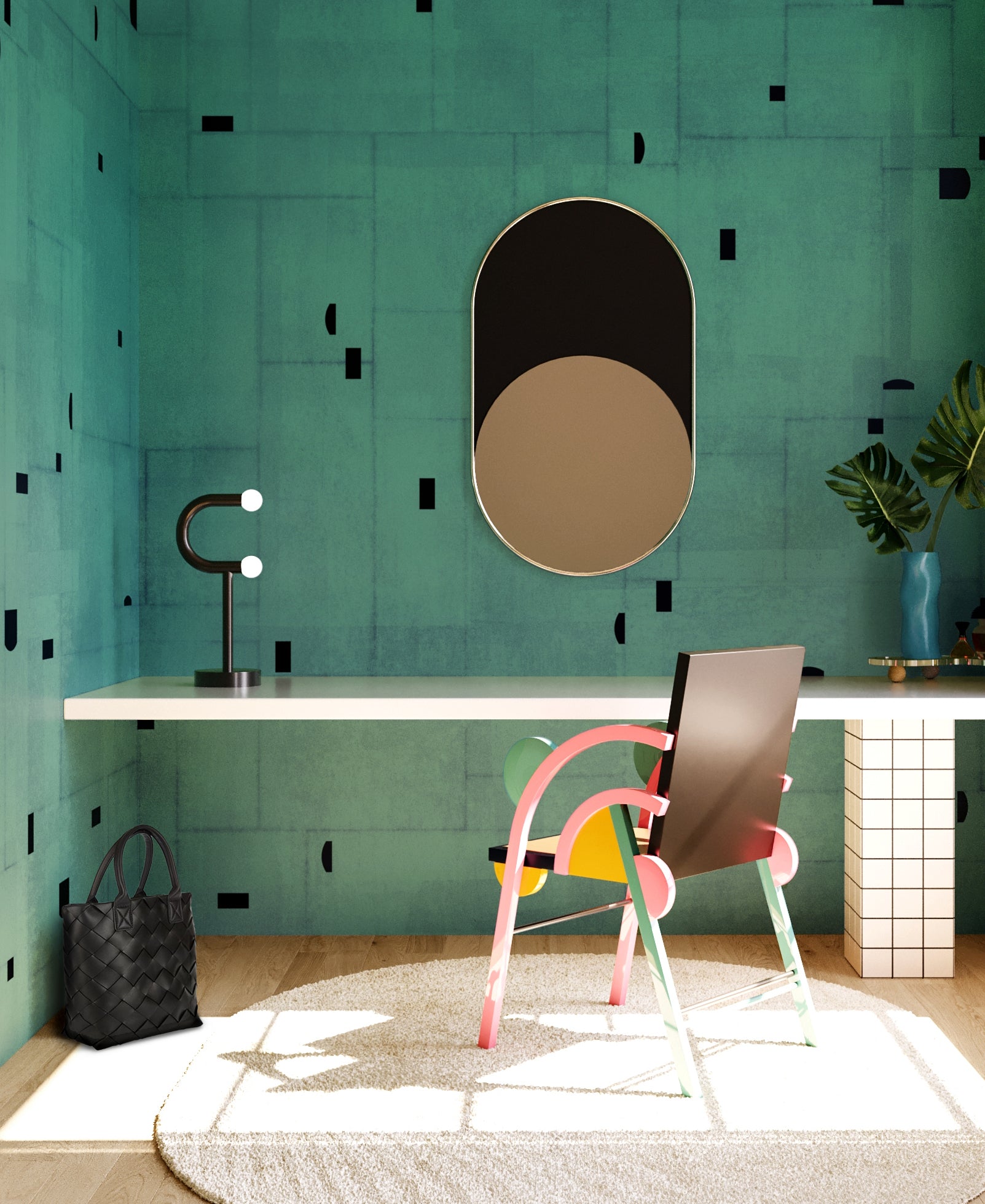 Geometrico© Wallpaper in Peacock