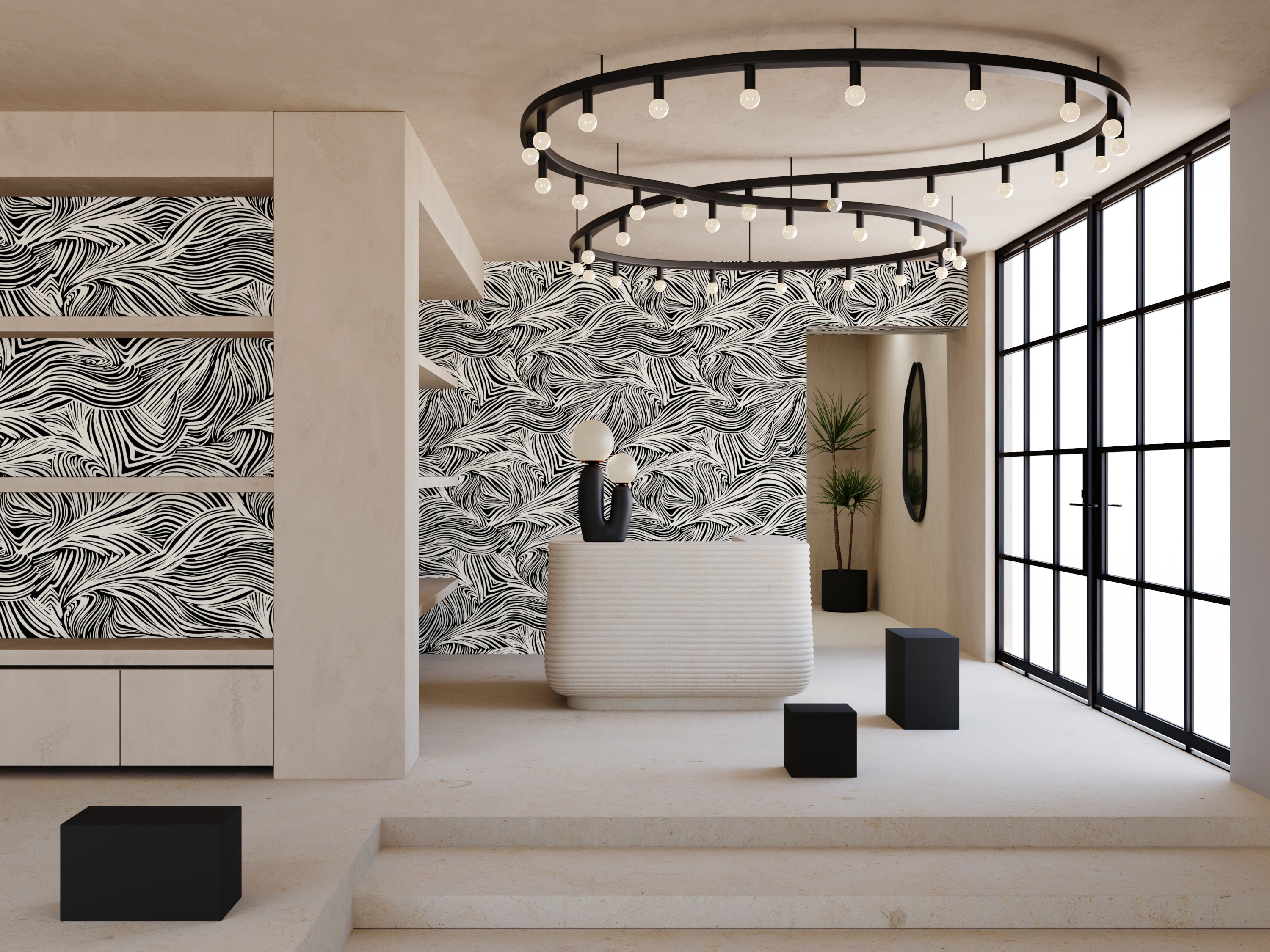 The Hay Bale© Wallpaper in Alabaster in a retail store from drop it MODERN