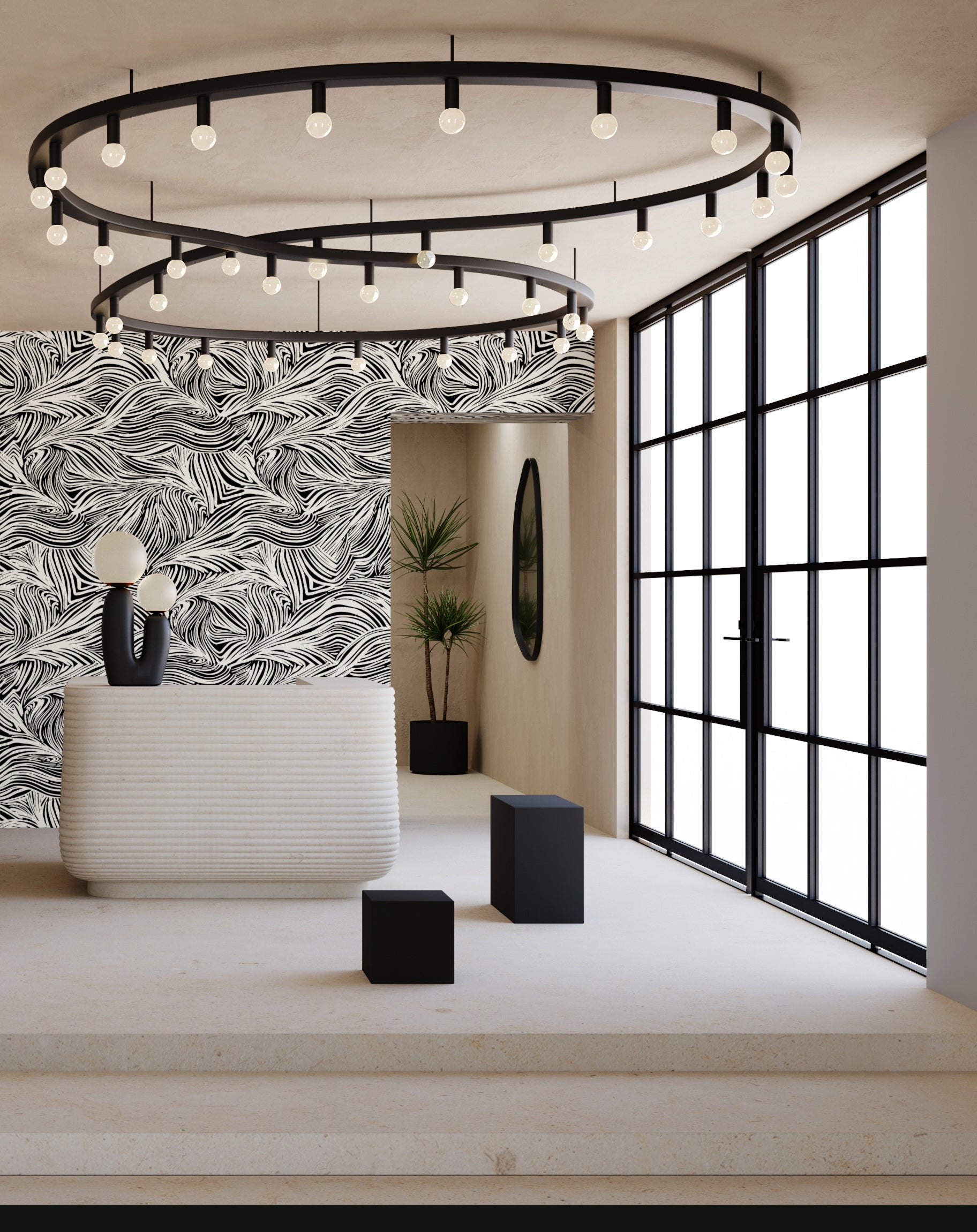 The Hay Bale© Wallpaper in Alabaster in a commercial interior from drop it MODERN
