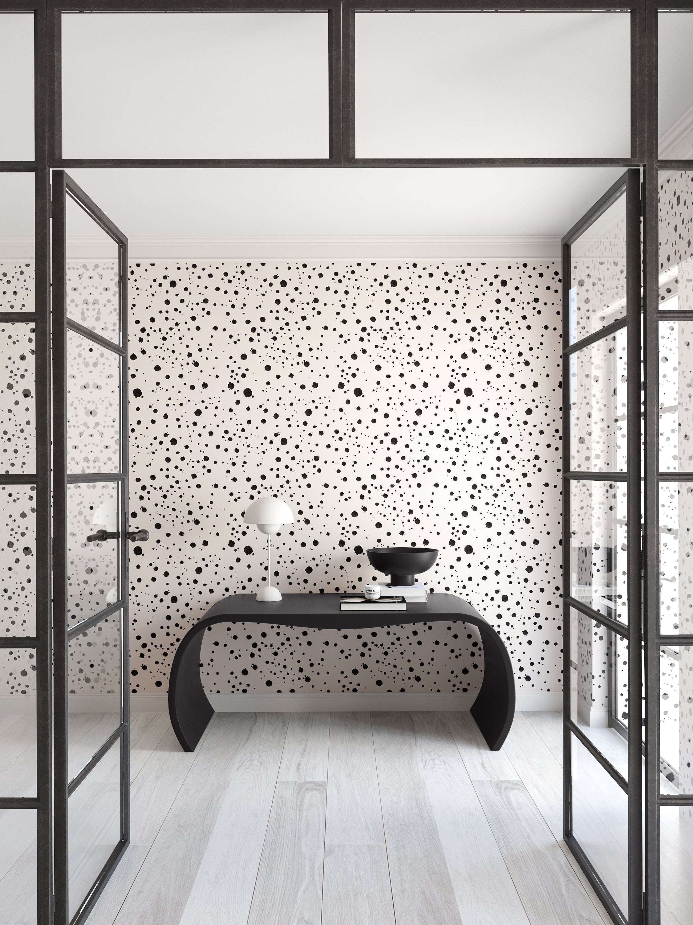 Ink Drop© Wallpaper in Black + Cremé