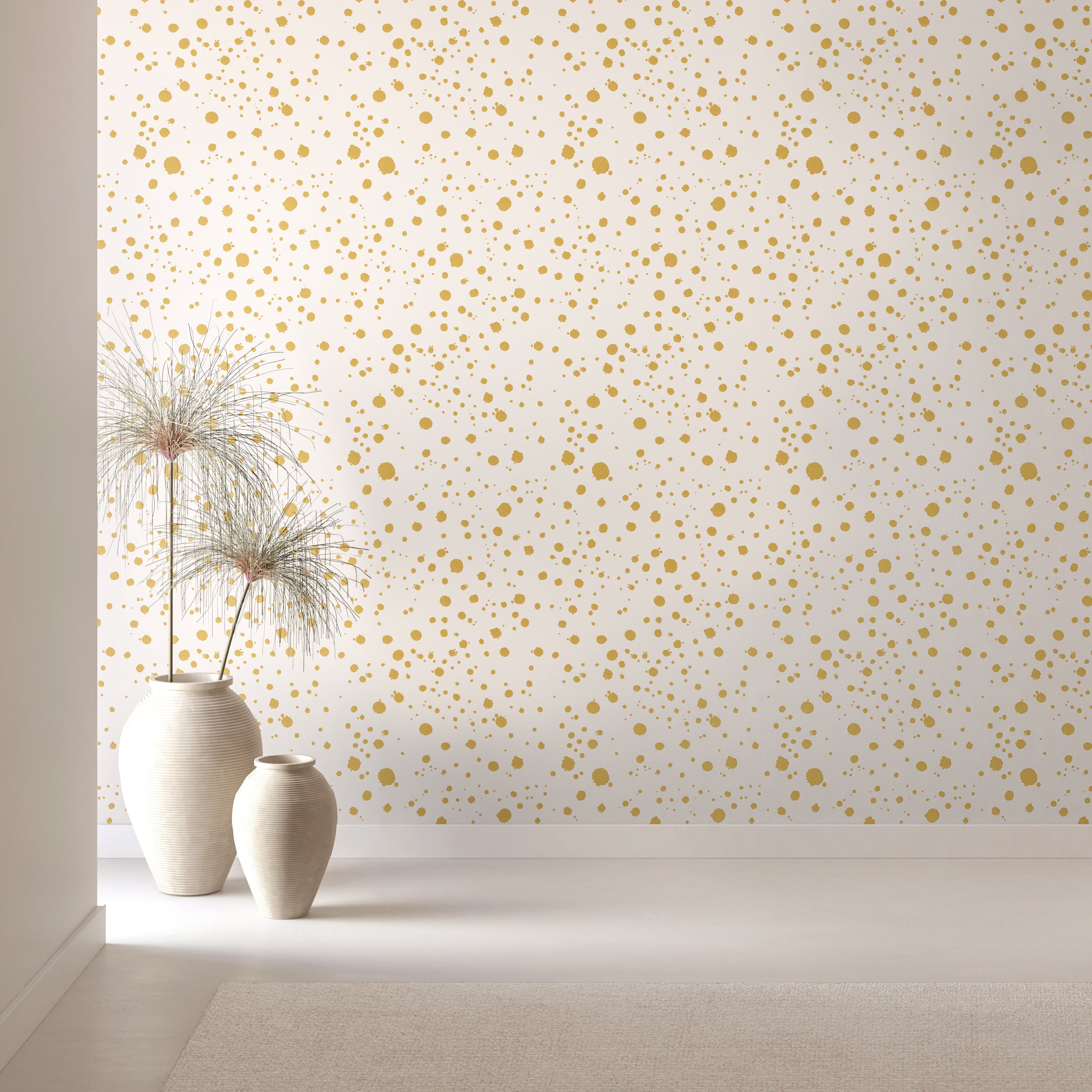 Ink Drop© Wallpaper in Mustard