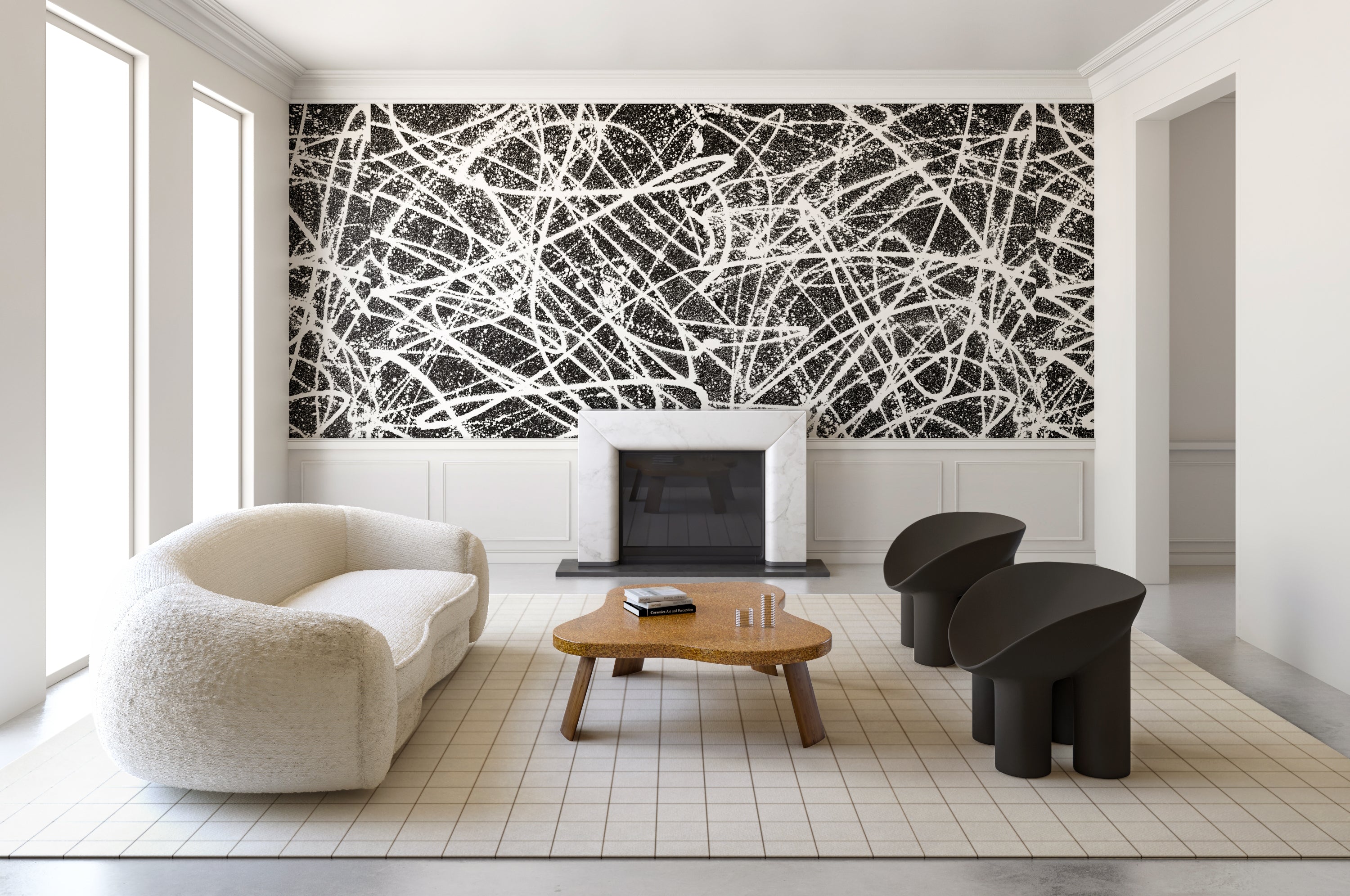 Lady Luck© Mural Wallpaper in Cremé + Black