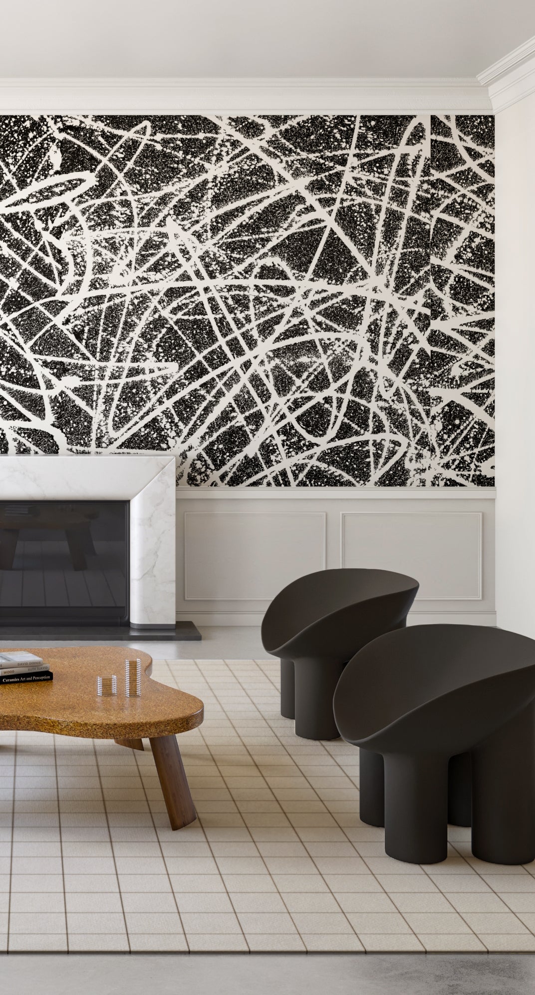 Lady Luck© Mural Wallpaper in Cremé + Black