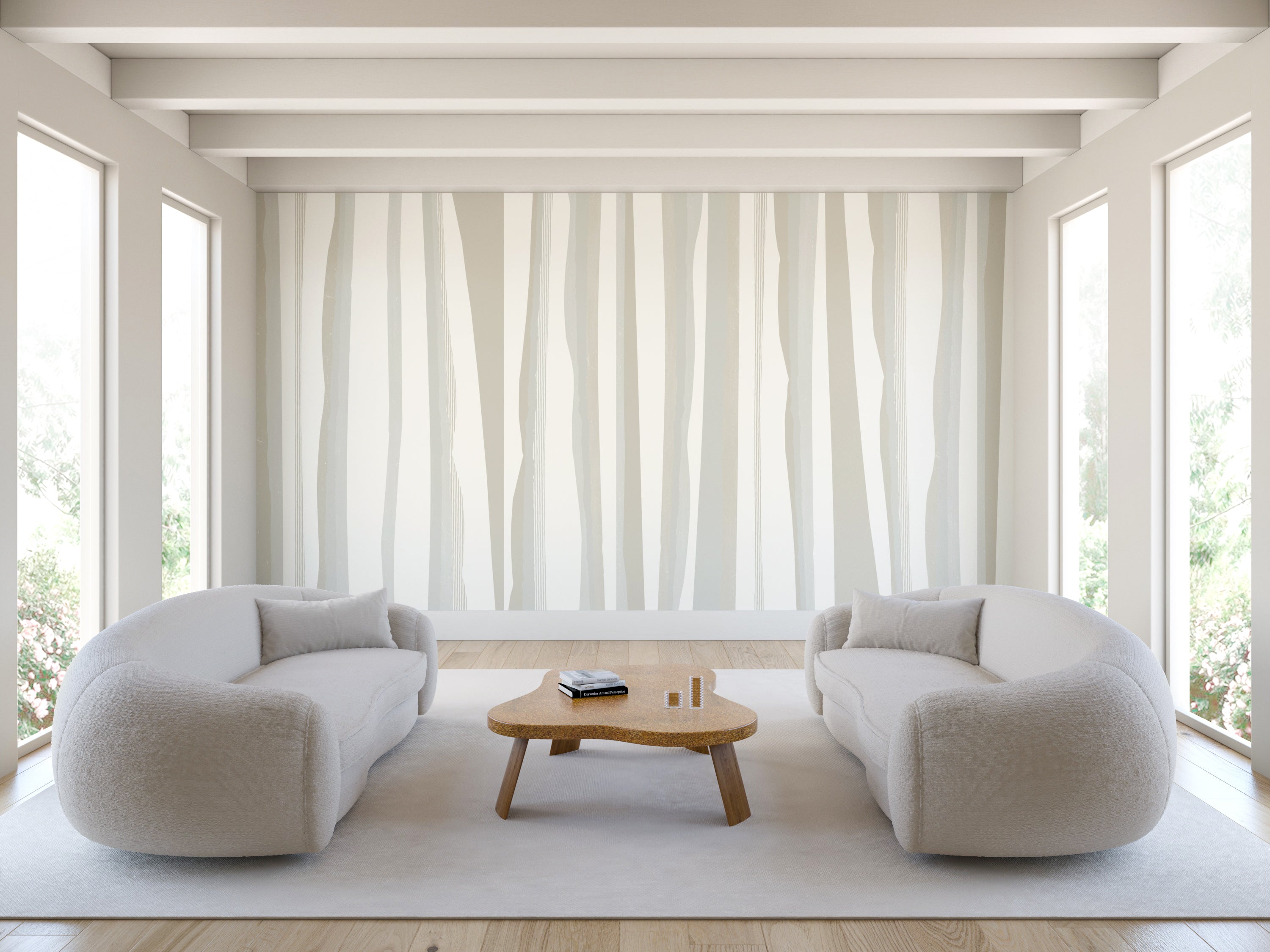 Longitude© Mural Wallpaper in Pebble