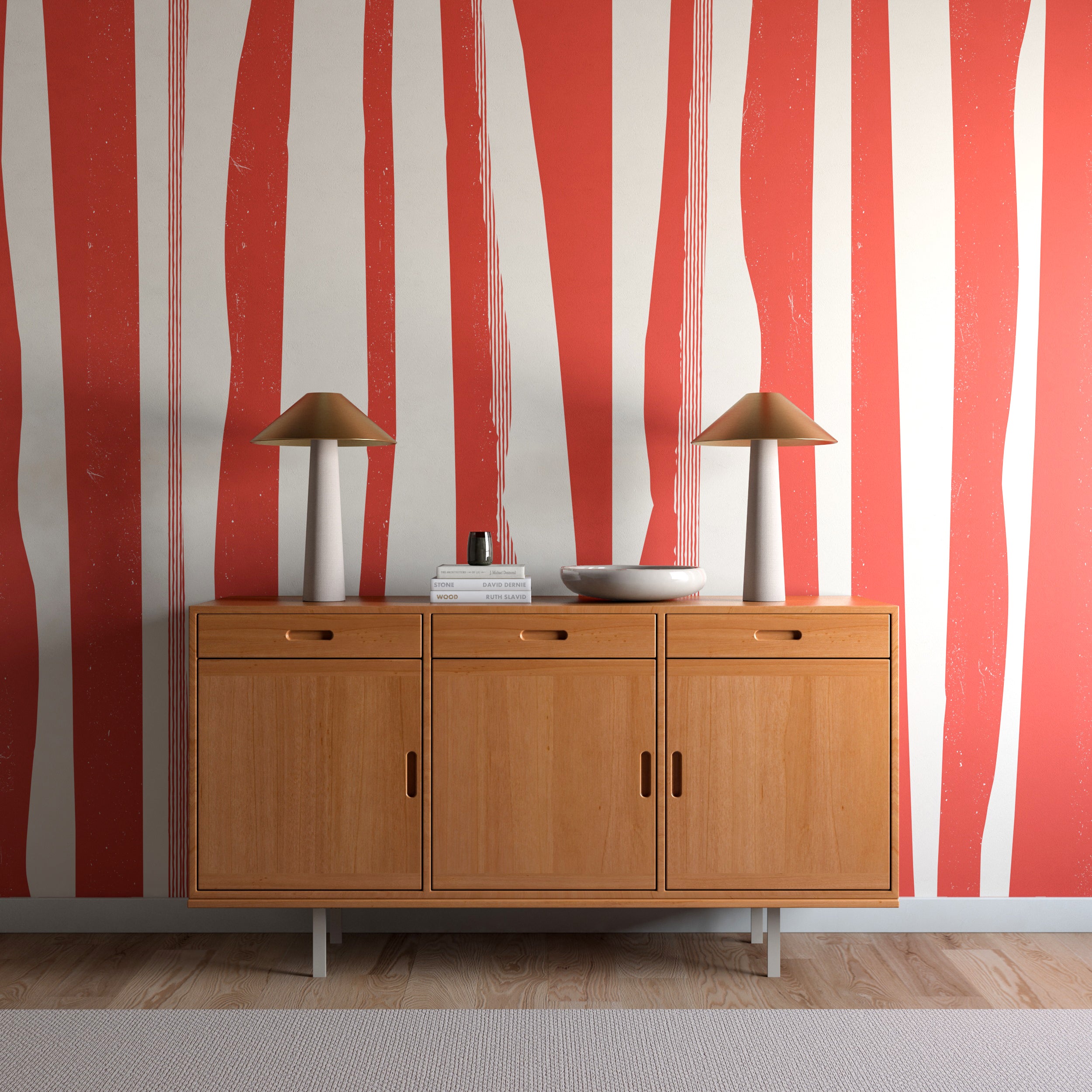 Longitude© Mural Wallpaper in Red