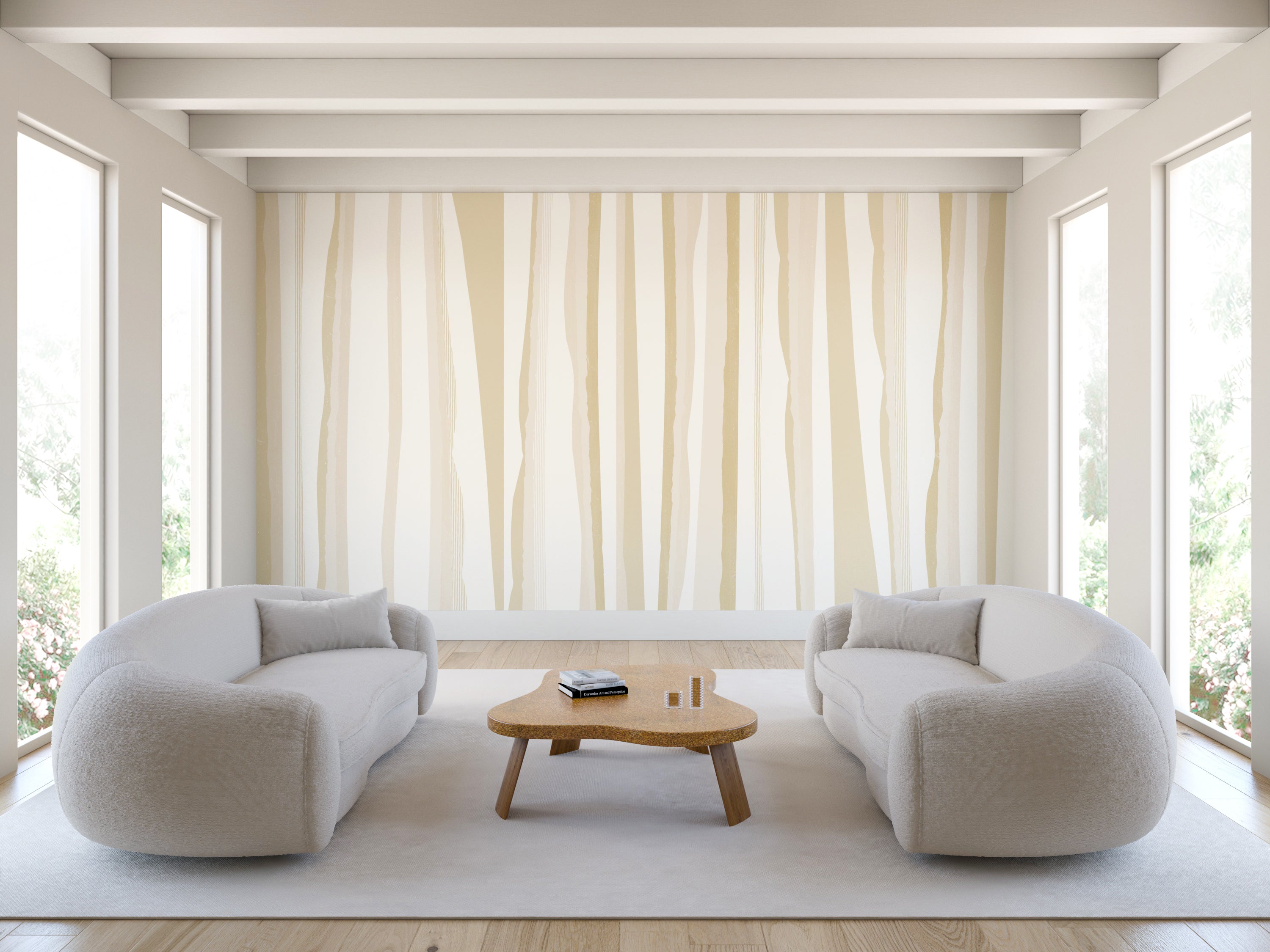 Longitude© Mural Wallpaper in Sand