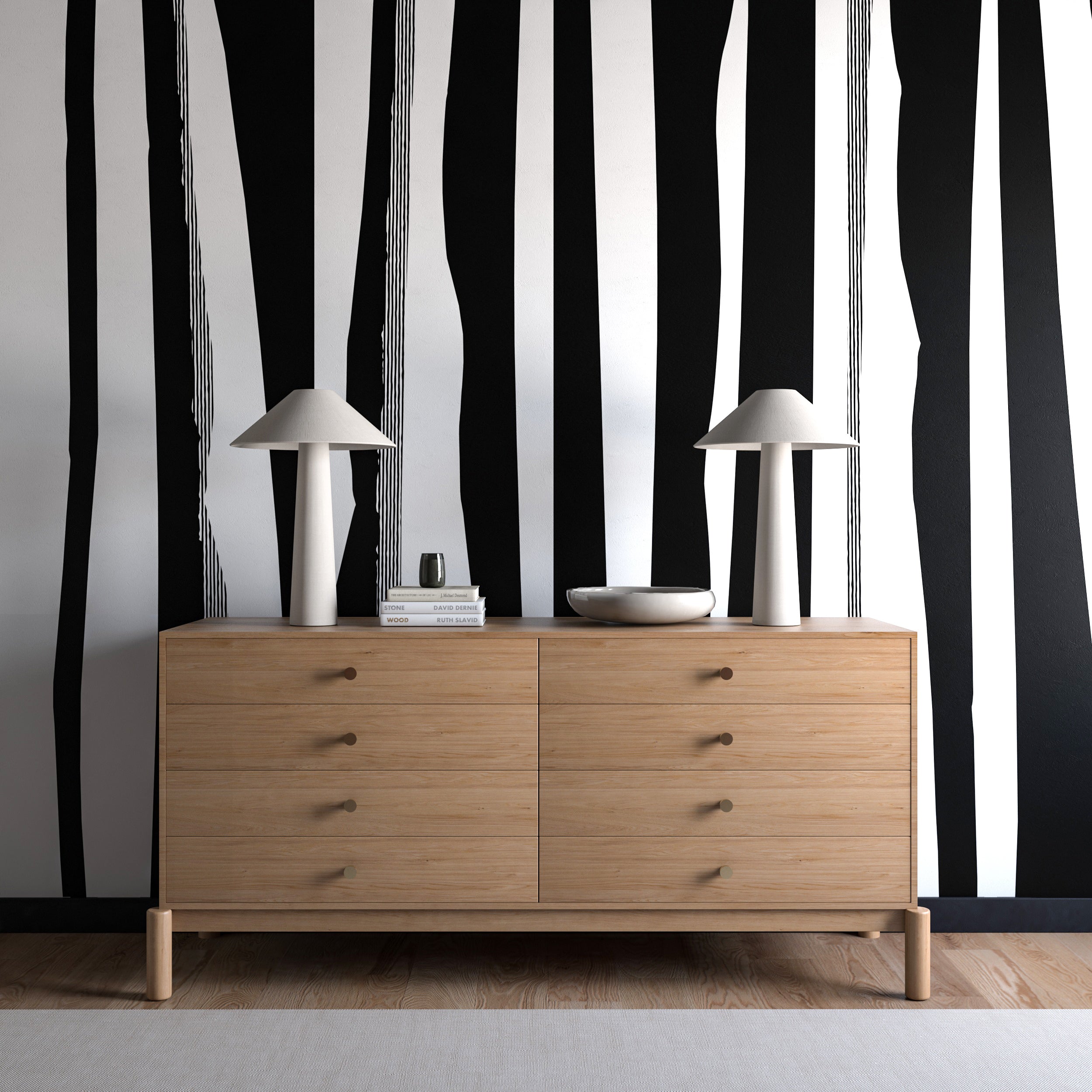 Longitude© Mural Wallpaper in Black+White