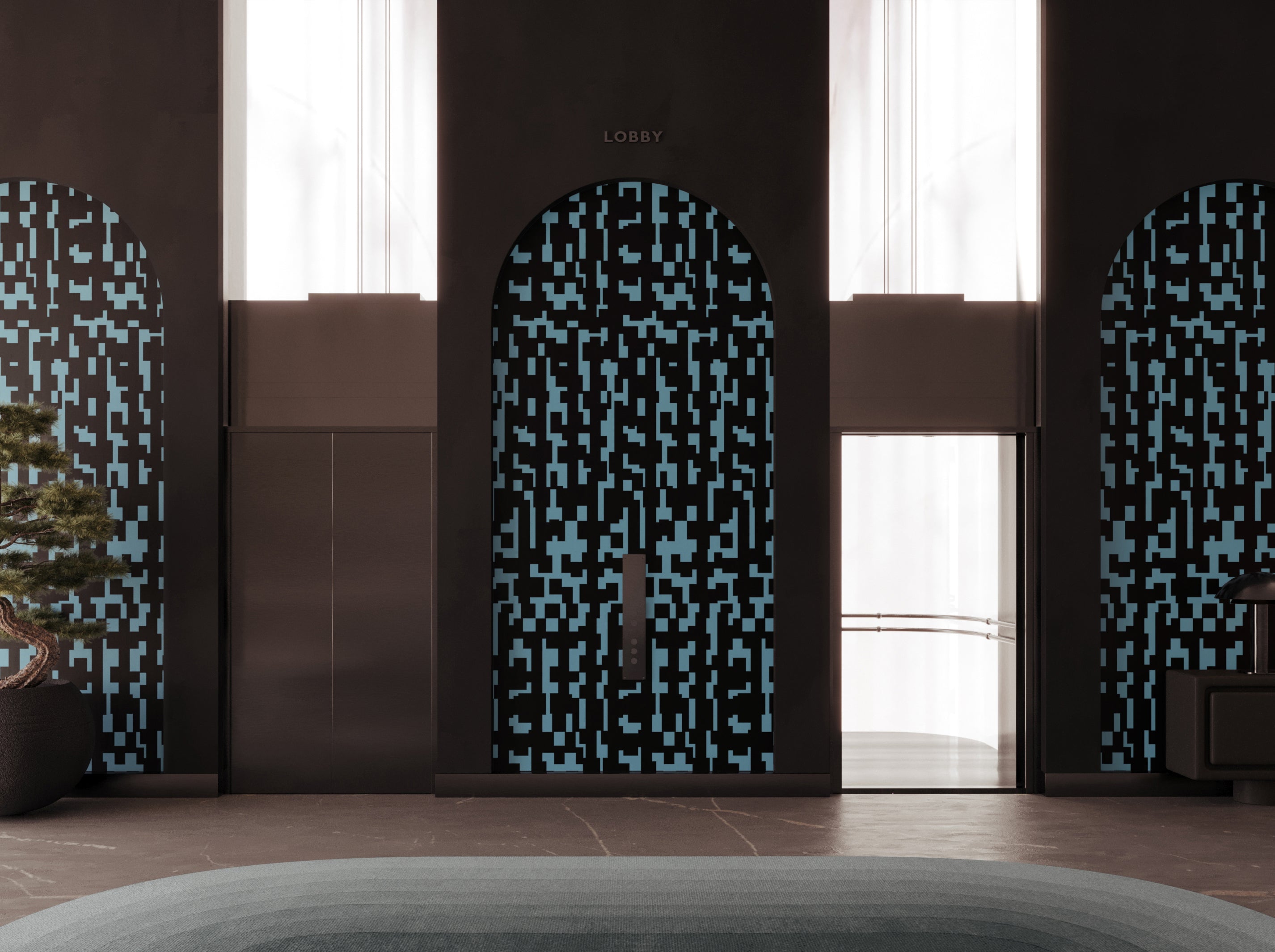 Mainframe© Wallpaper in Aqua Net + Black