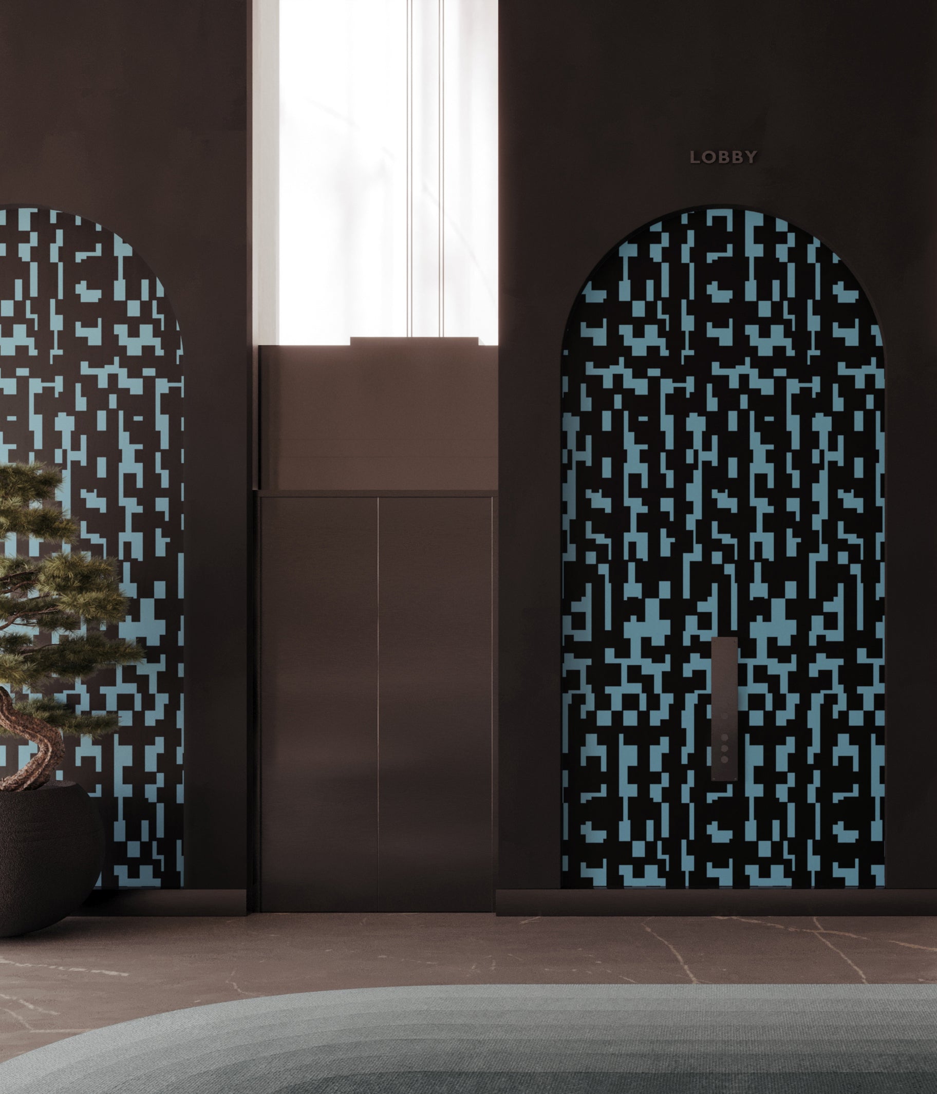 Mainframe© Wallpaper in Aqua Net + Black