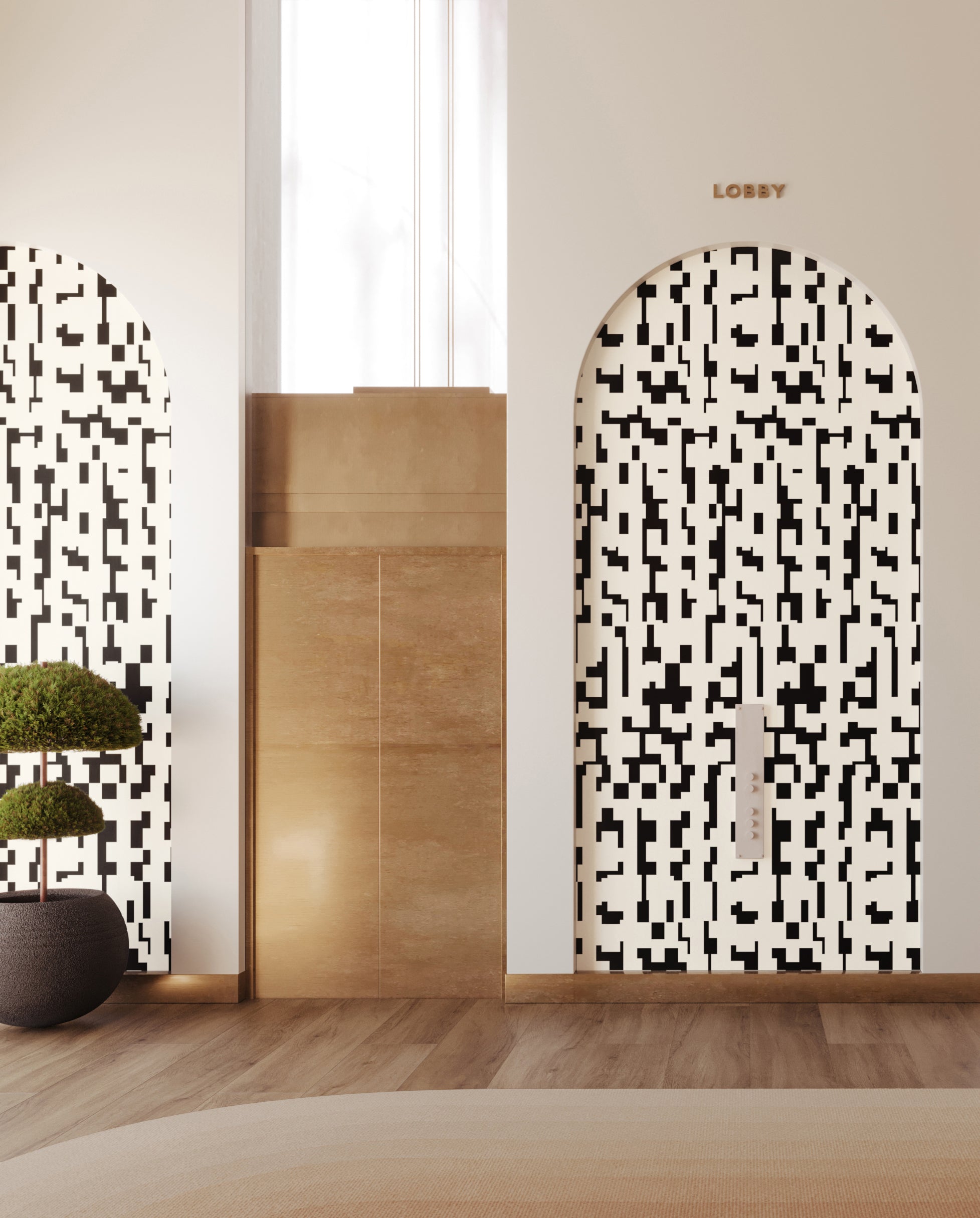 Mainframe© Wallpaper in Black + Cremé