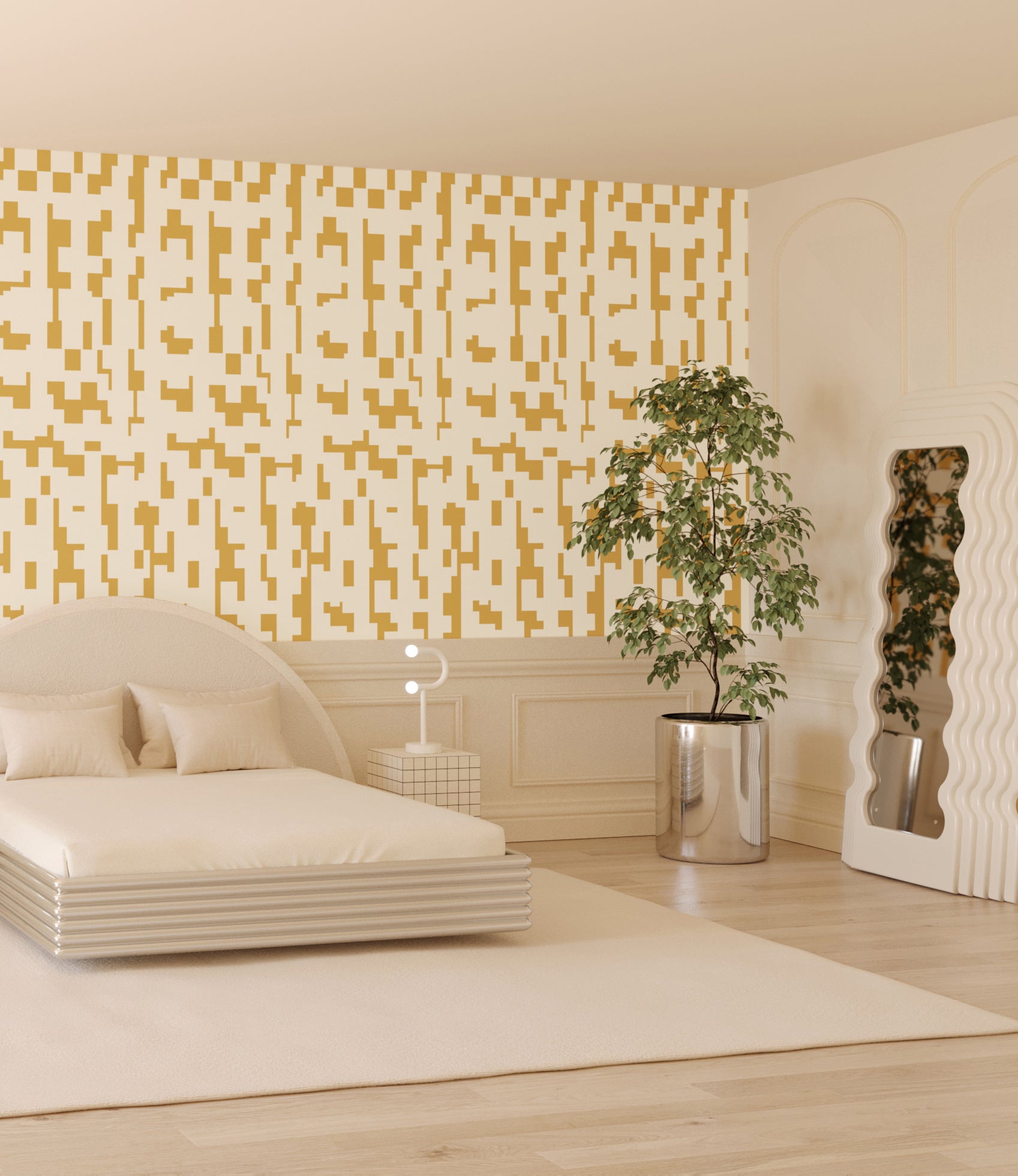 Mainframe© Wallpaper in Golden Girl + Cremé