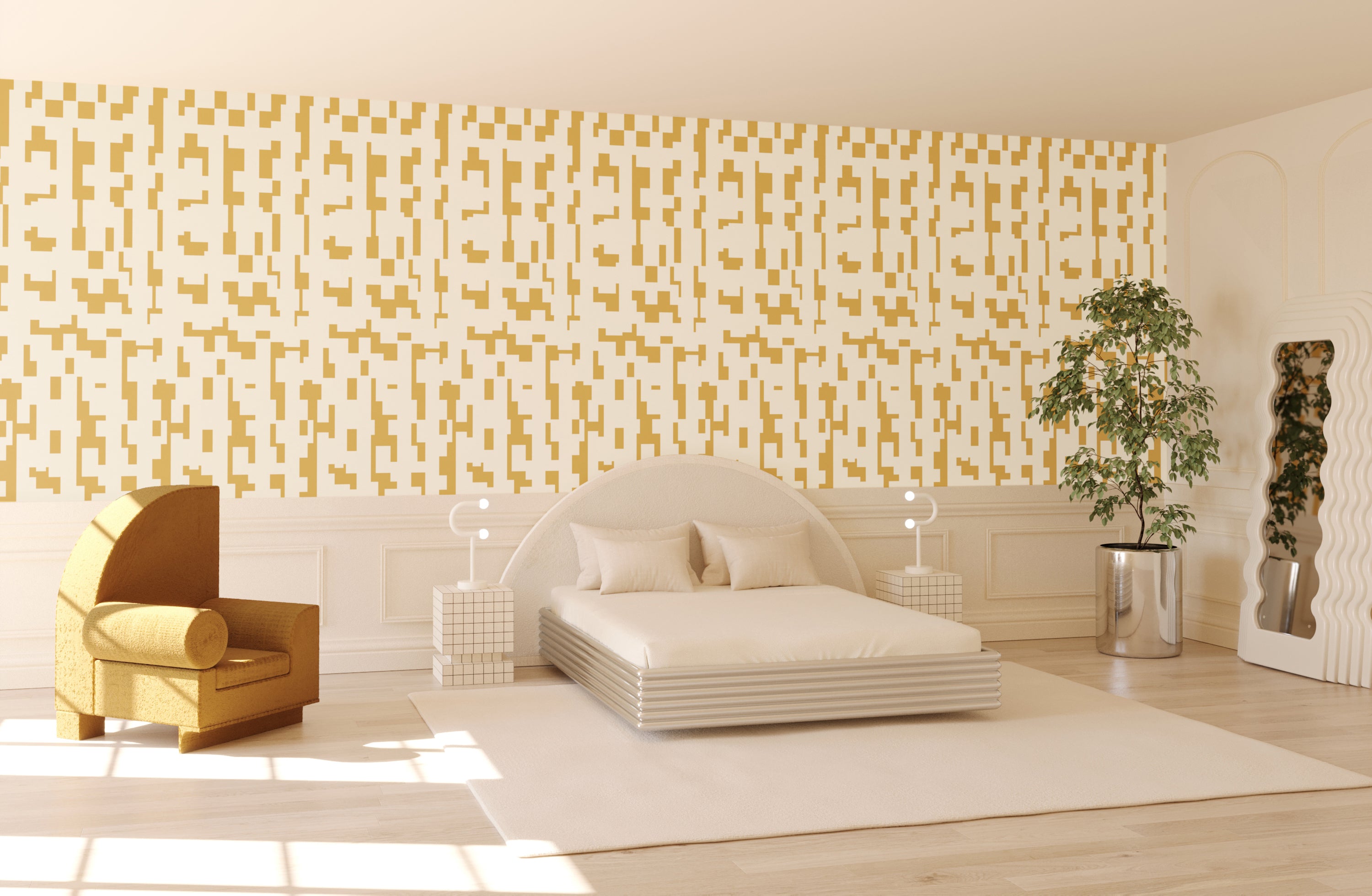 Mainframe© Wallpaper in Golden Girl + Cremé