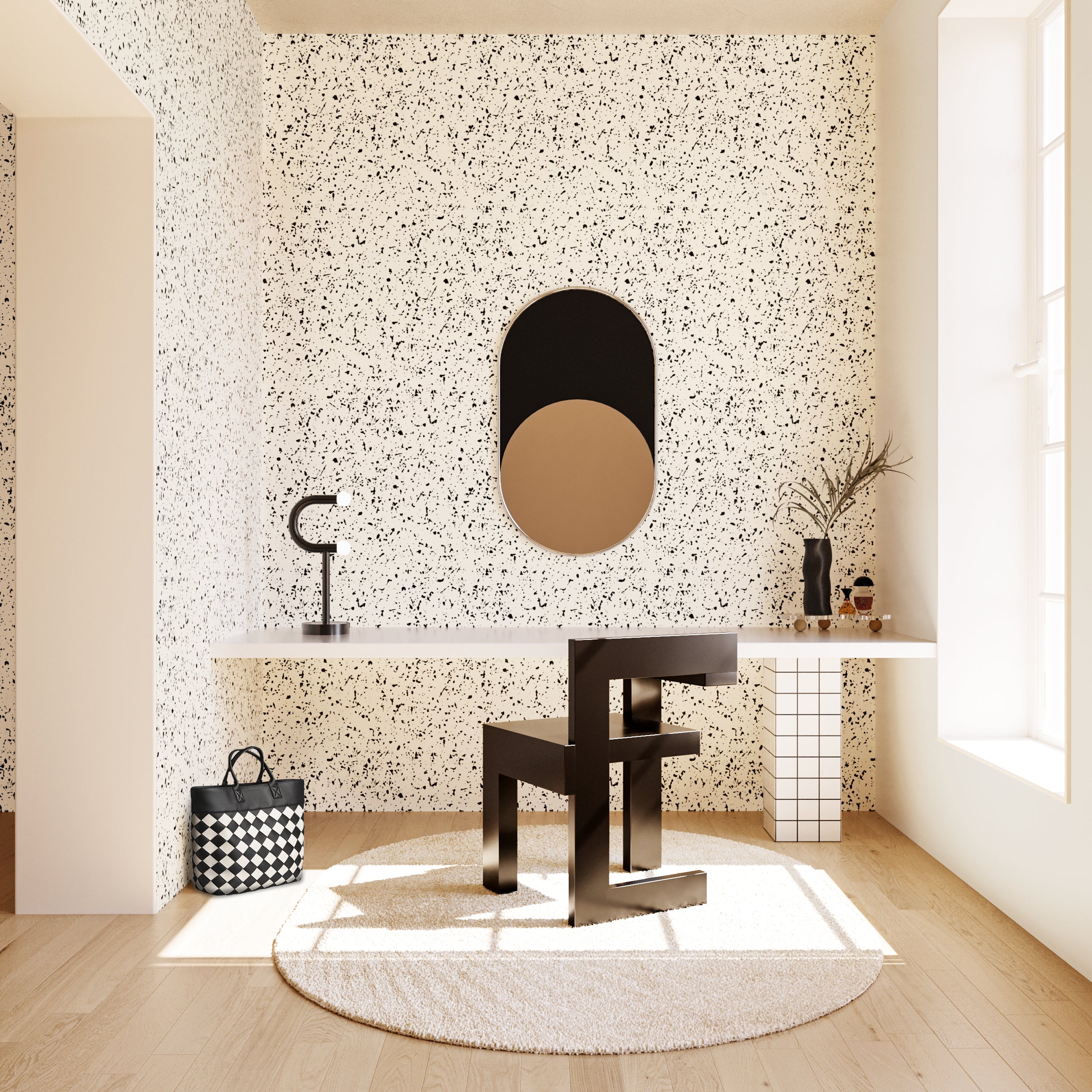 Memphis© Wallpaper in Black + Cremé