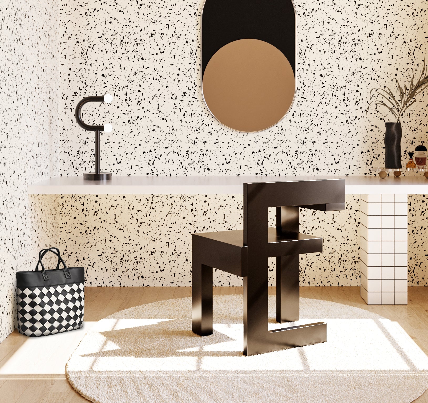 Memphis© Wallpaper in Black + Cremé