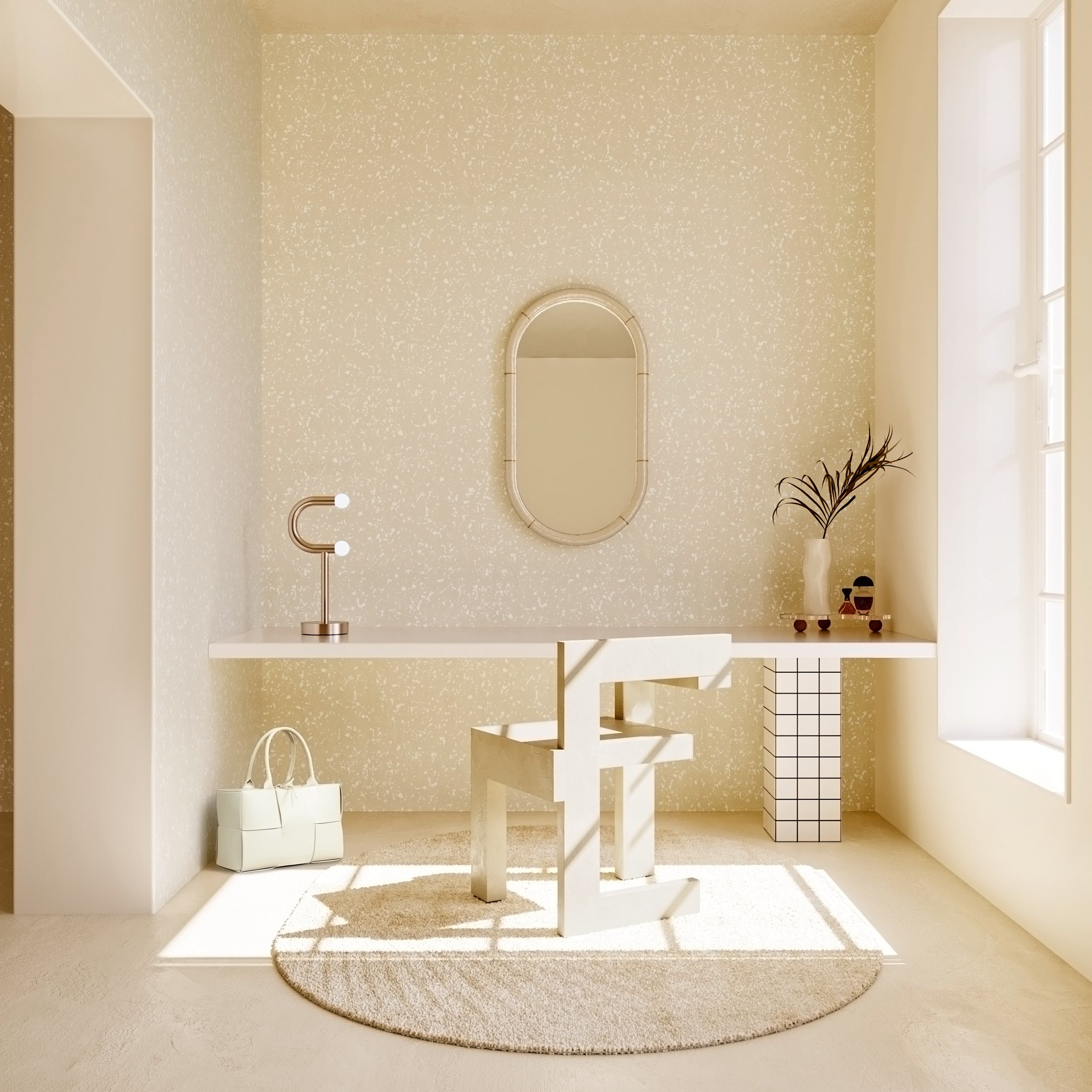 Memphis© Wallpaper in Cremé + White