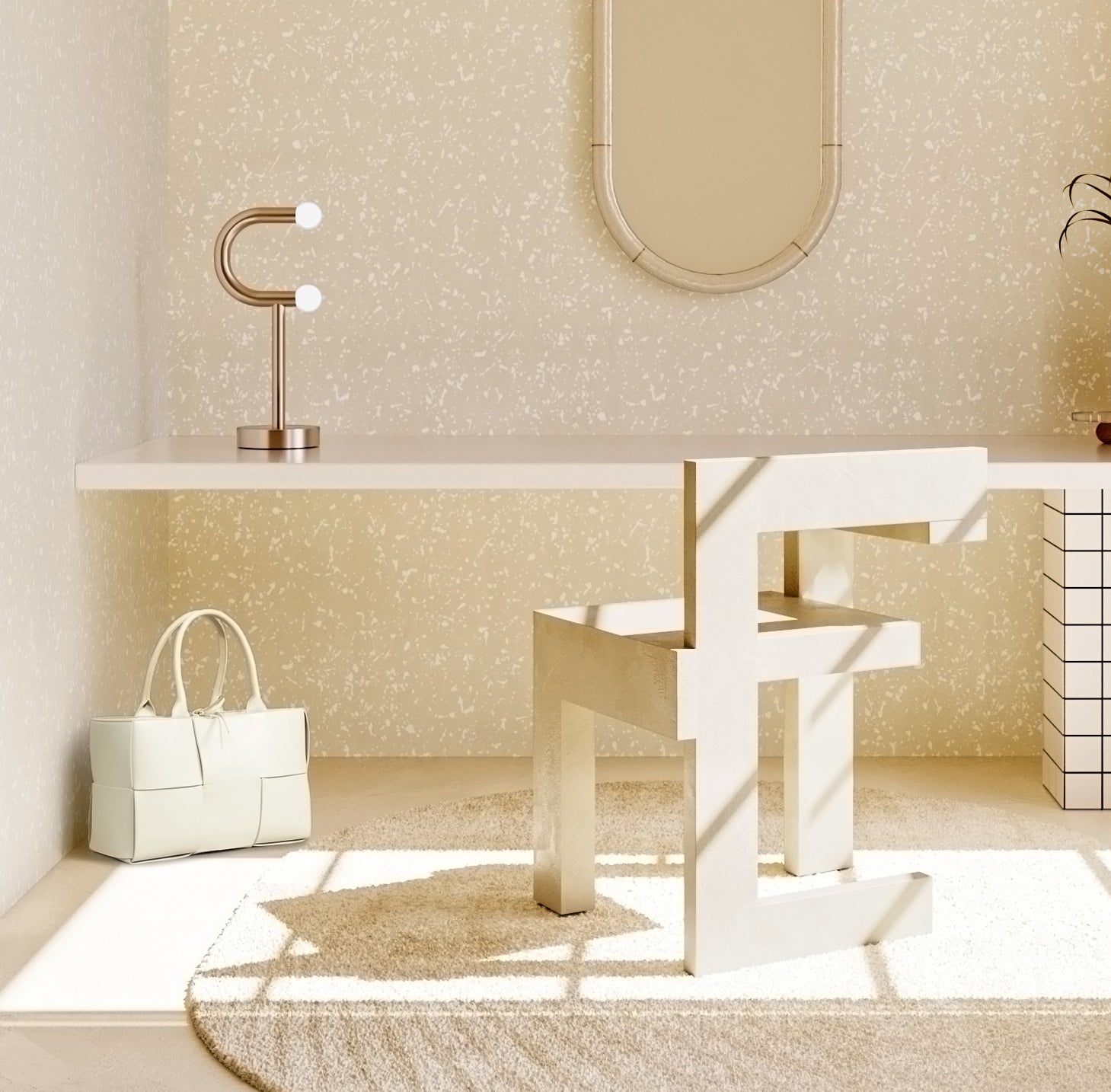 Memphis© Wallpaper in Cremé + White