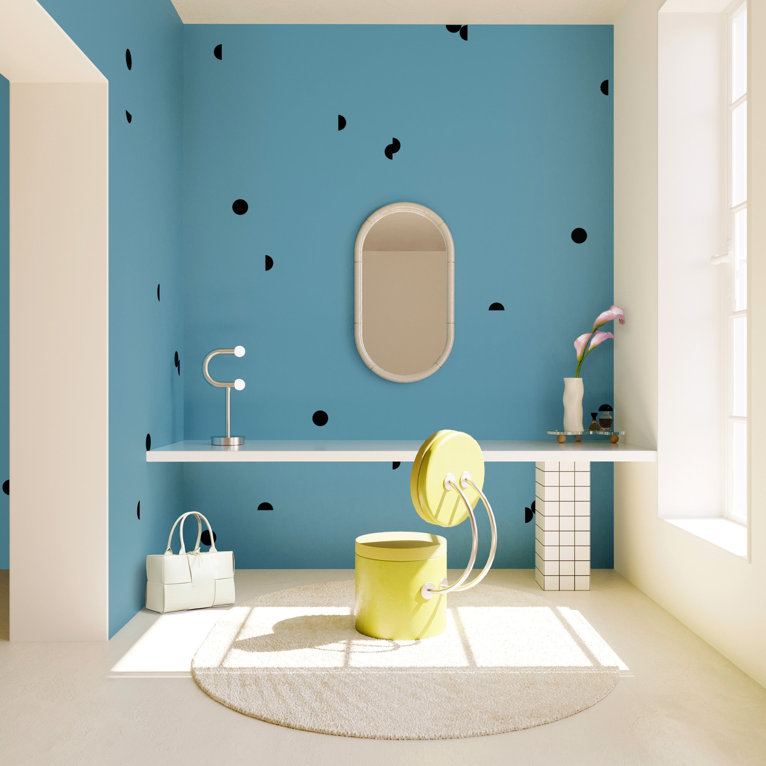 Mezzaluna© Wallpaper in Aqua Net + Black