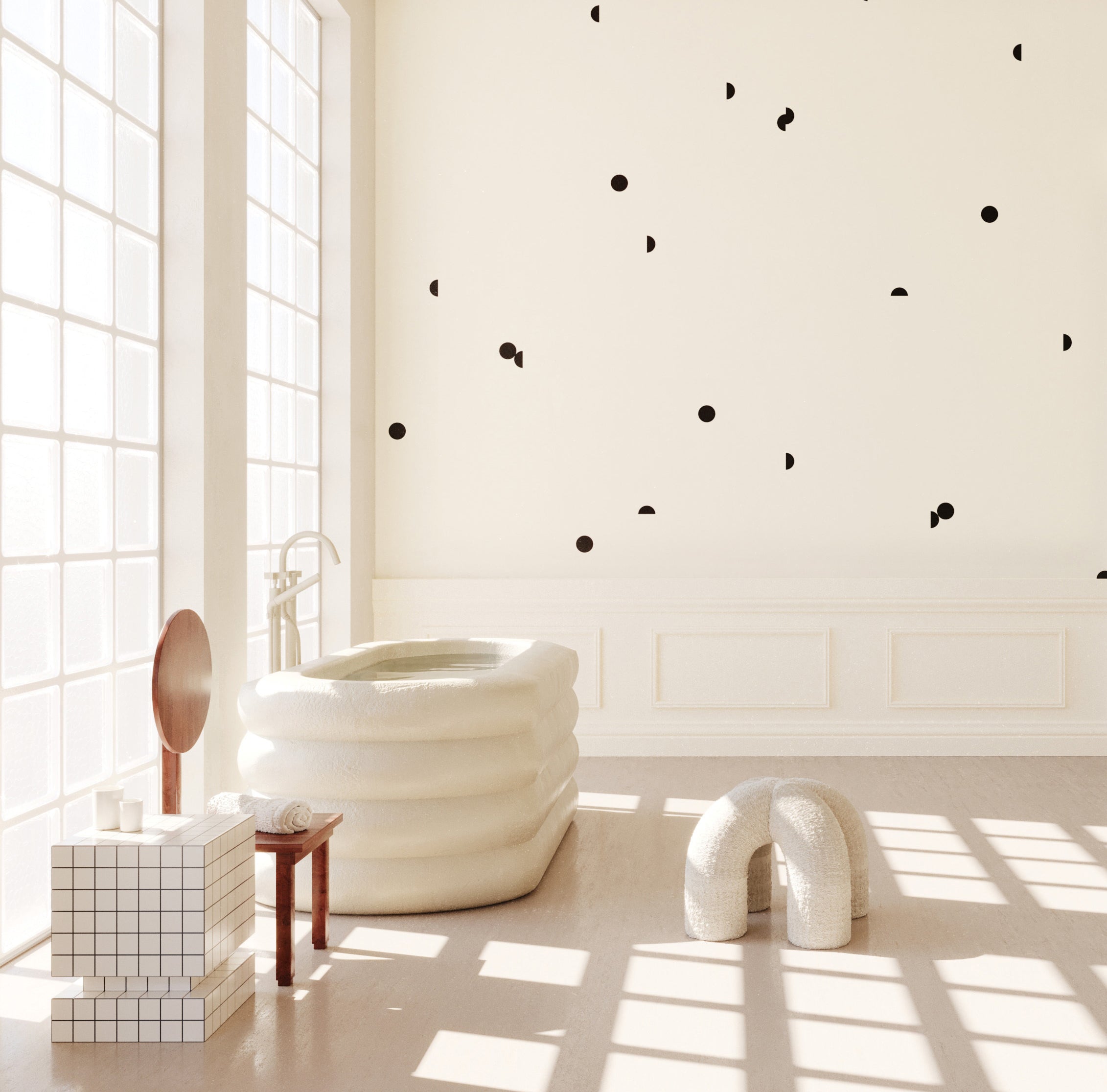 Mezzaluna© Wallpaper in Black + Cremé