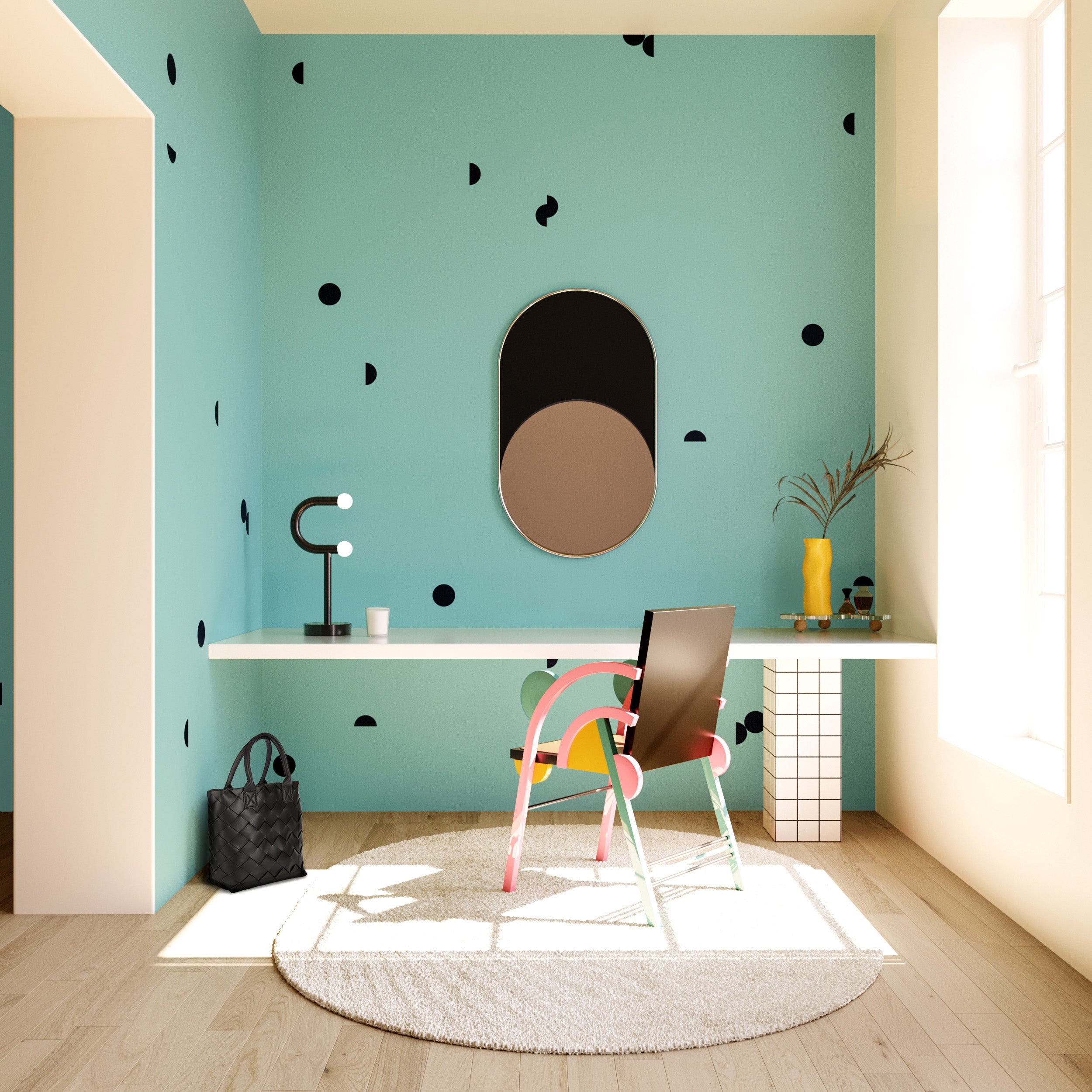 Mezzaluna© Wallpaper in Teal + Black