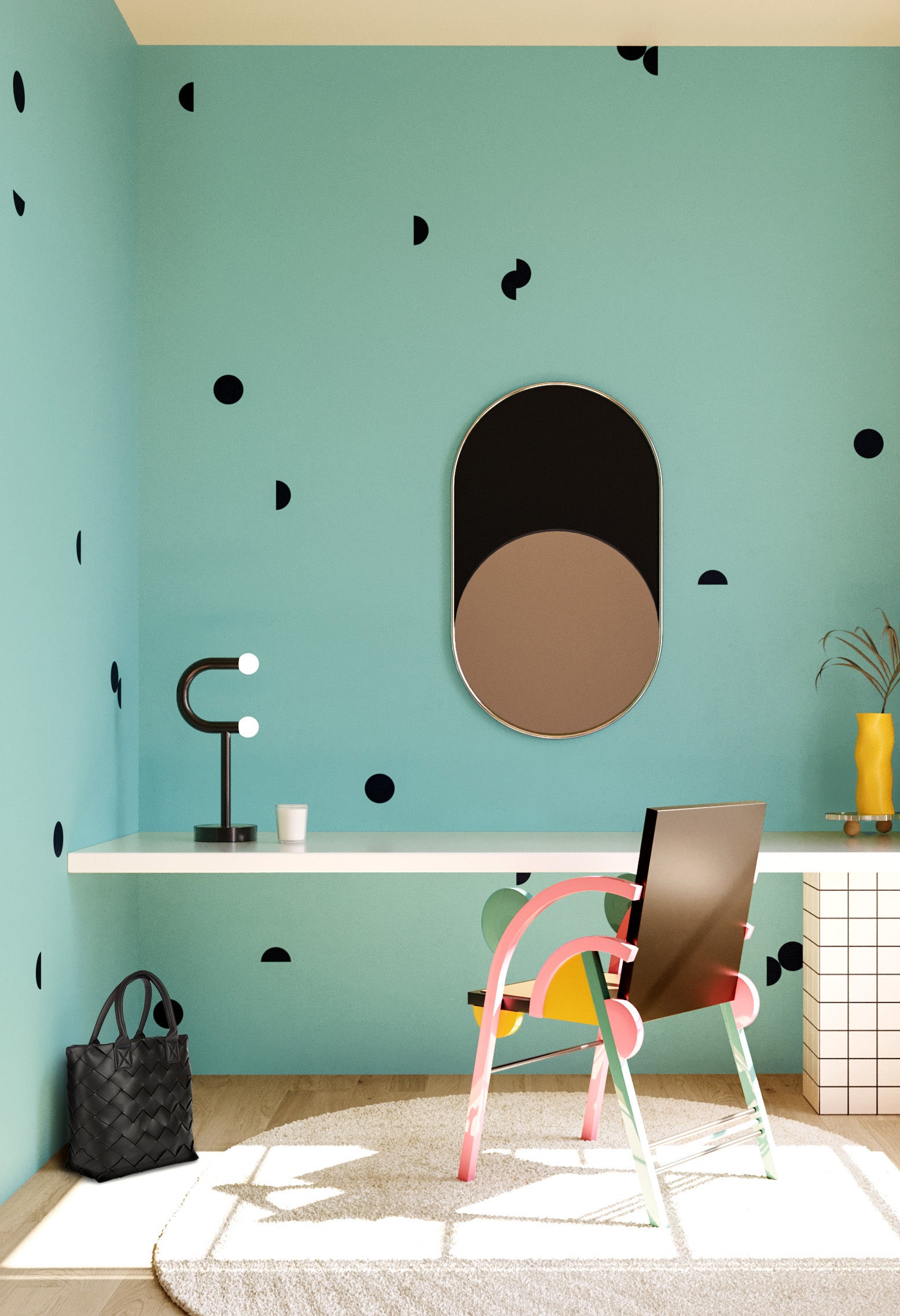 Mezzaluna© Wallpaper in Teal + Black