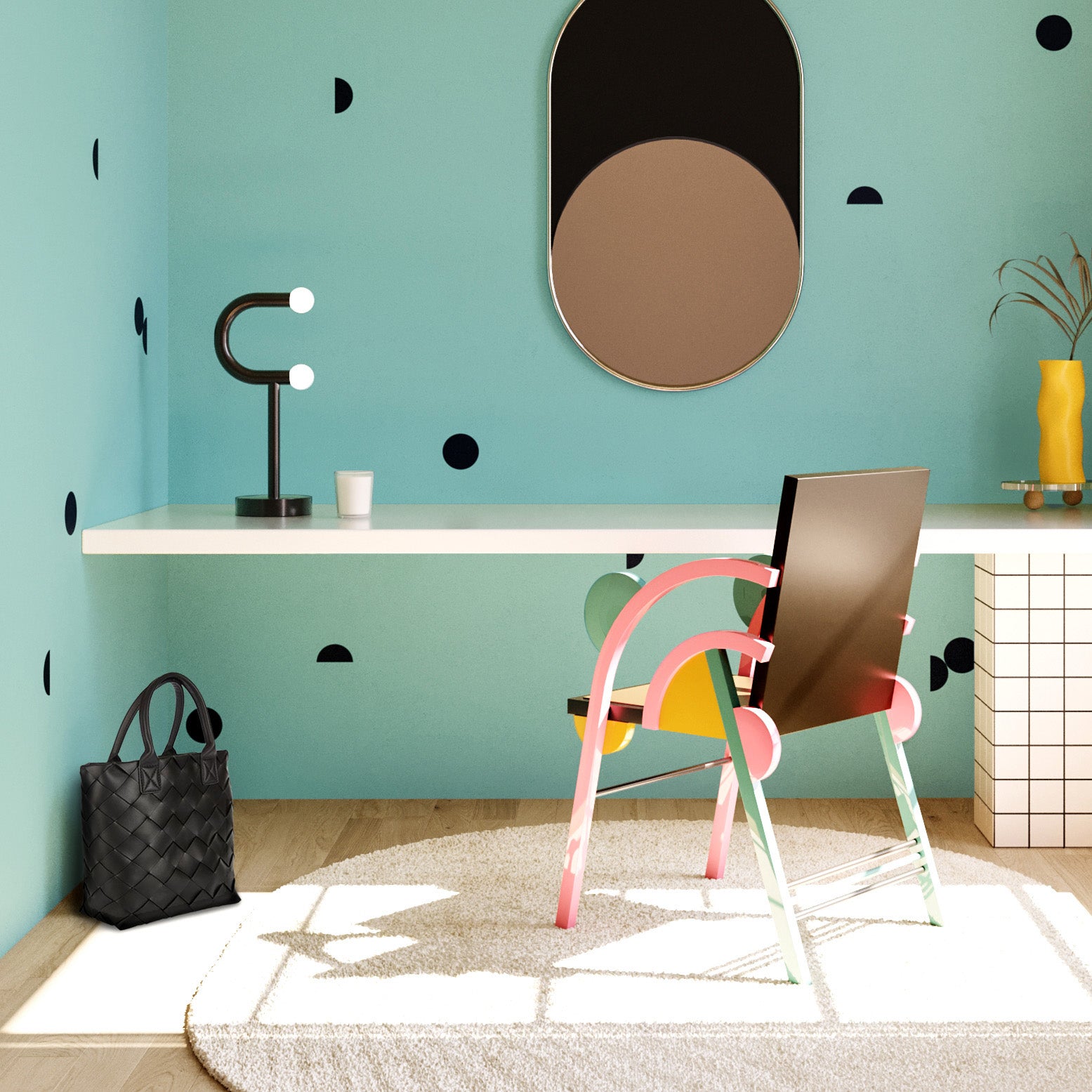 Mezzaluna© Wallpaper in Teal + Black