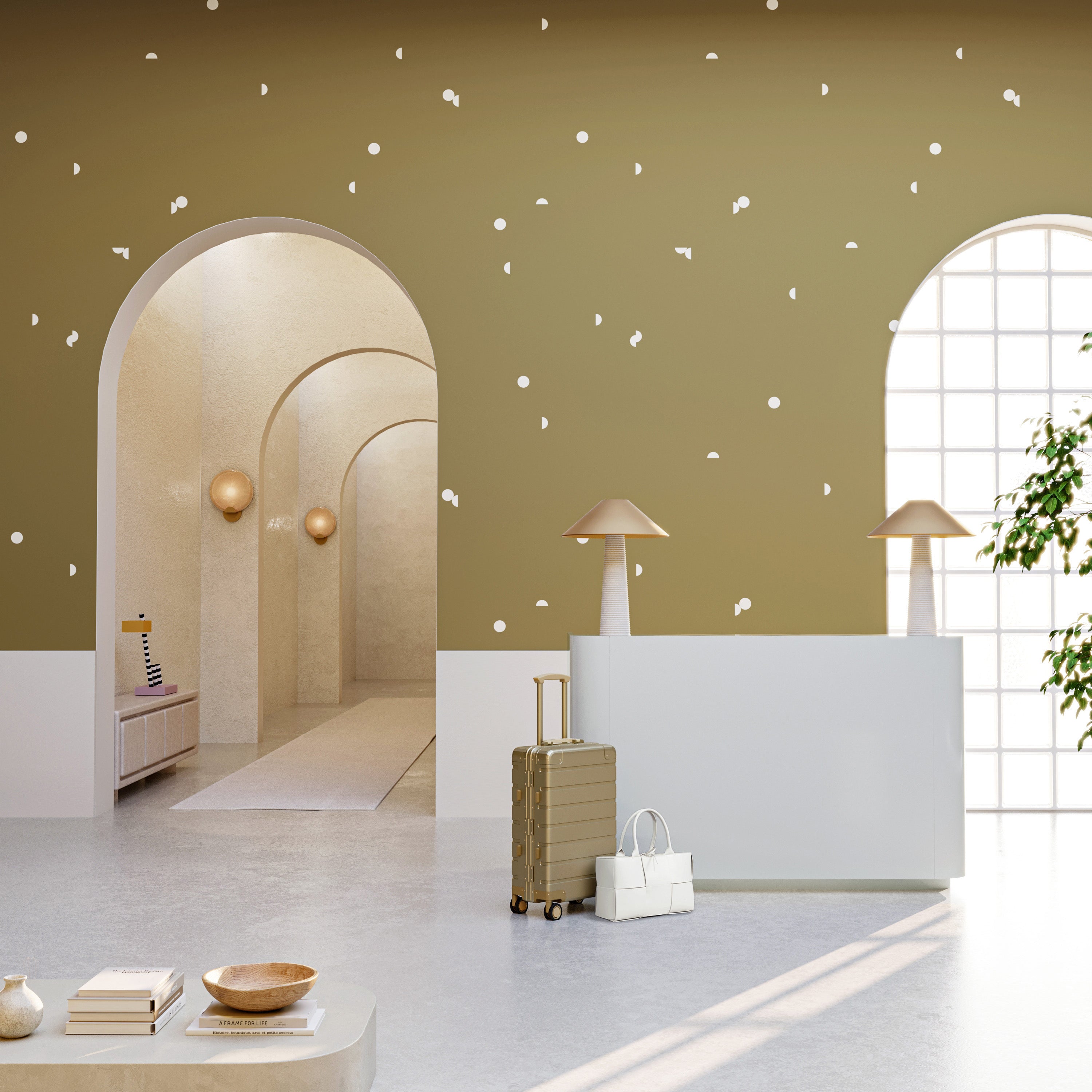 Mezzaluna© Wallpaper in Turtle + Cremé