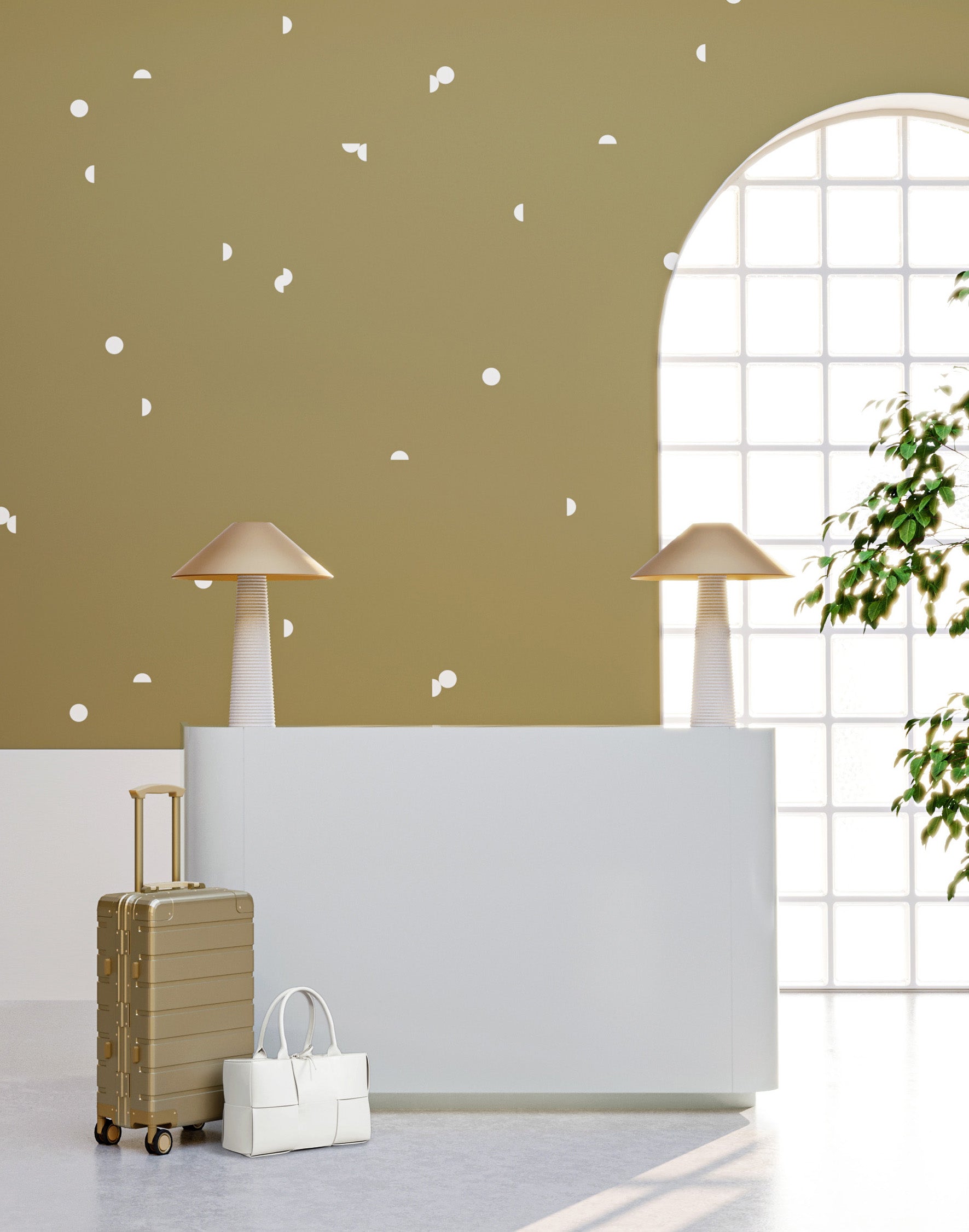 Mezzaluna© Wallpaper in Turtle + Cremé