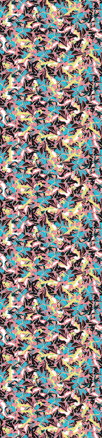 A roll of multicolored floral patterned wallpaper from drop it MODERN