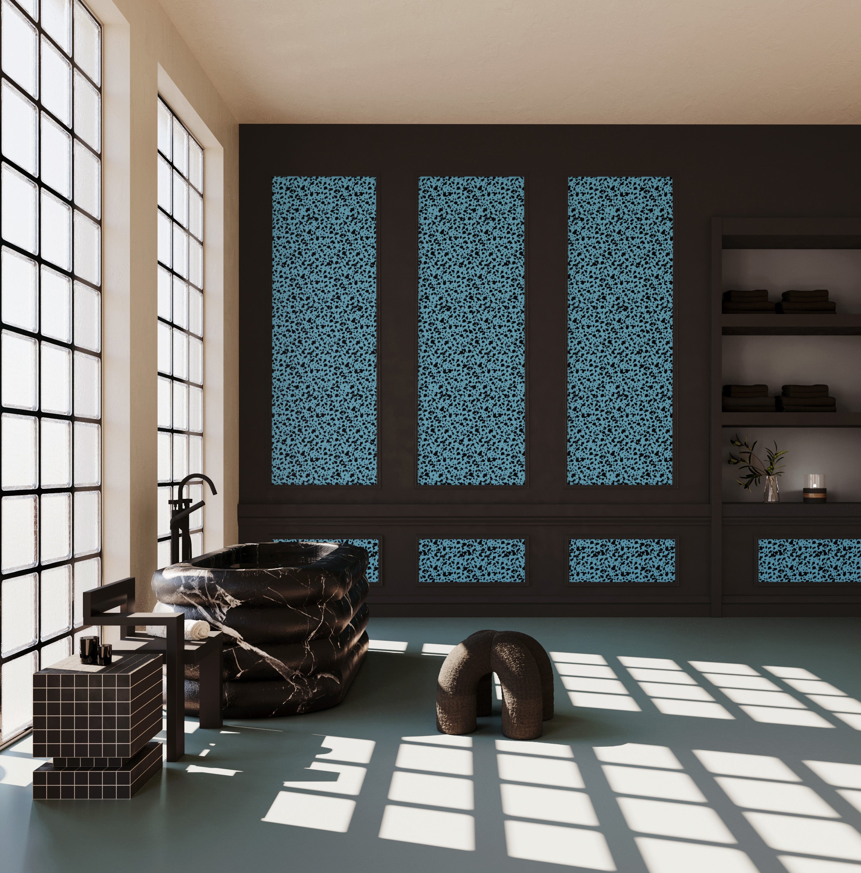 Milano© Wallpaper in Aqua Net + Black