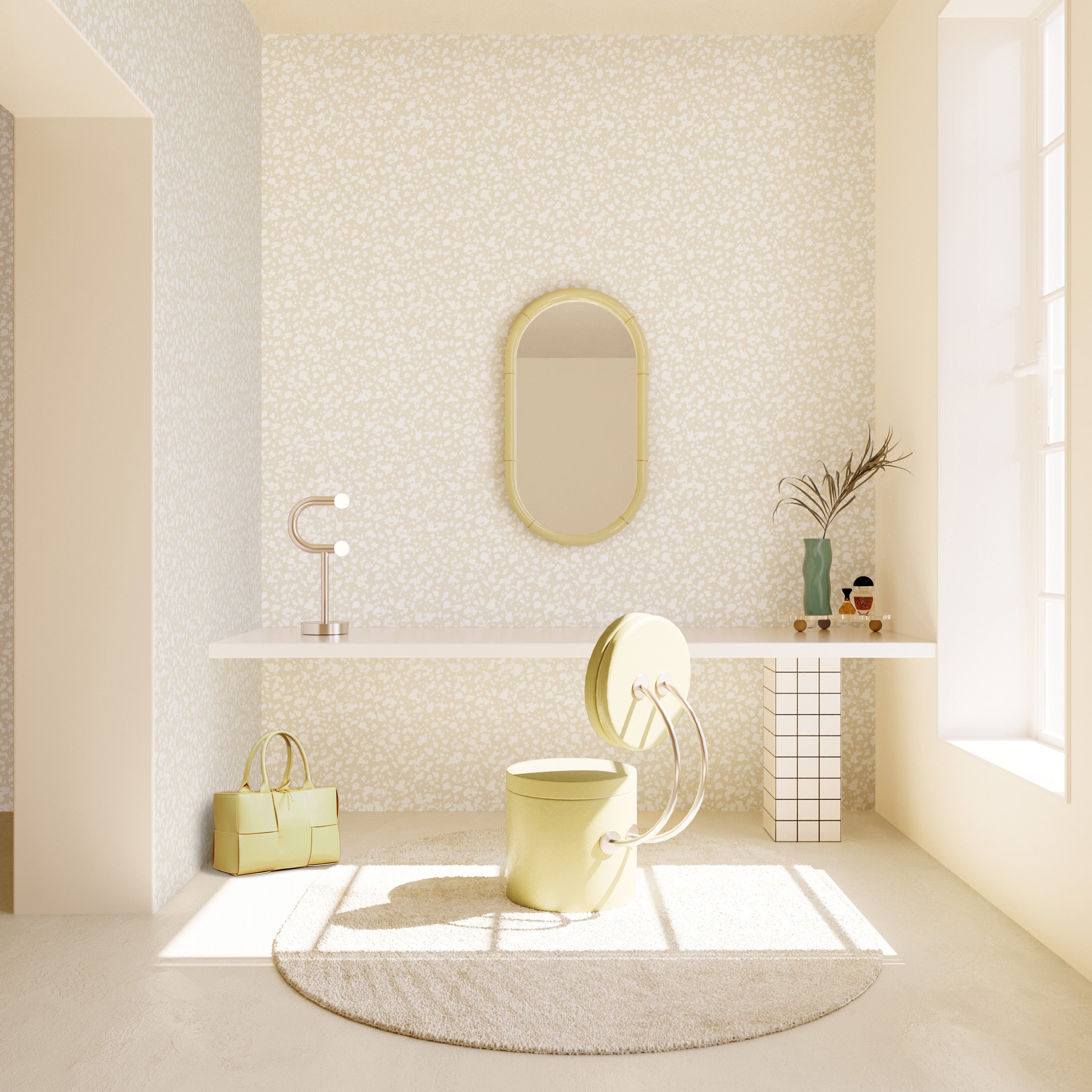 Milano© Wallpaper in Cremé + White