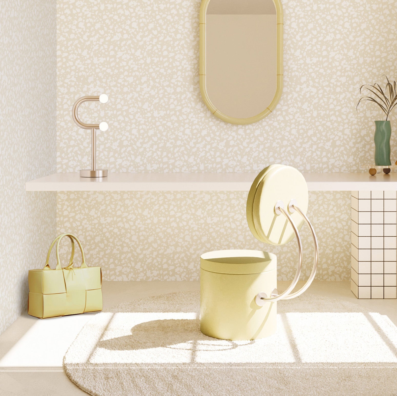 Milano© Wallpaper in Cremé + White