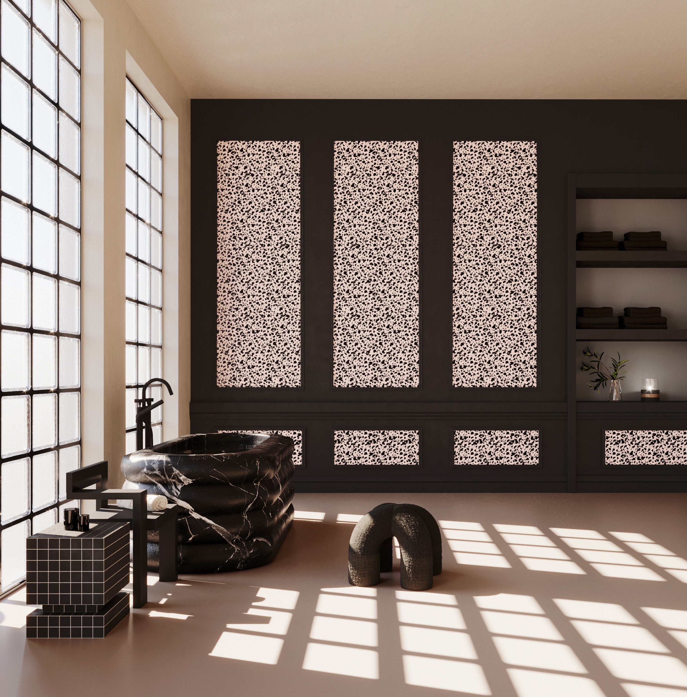 Milano© Wallpaper in Flamingo + Black