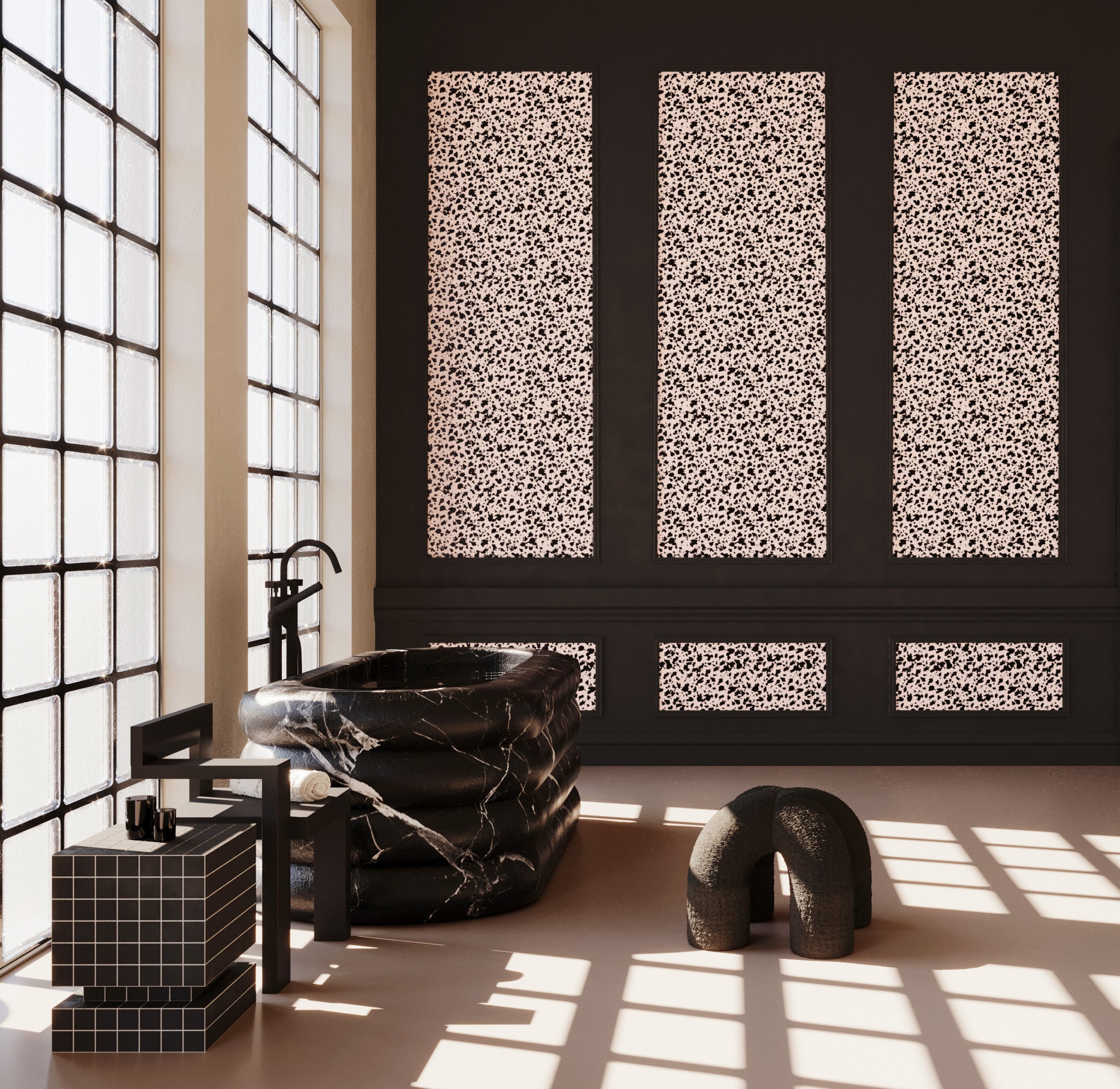 Milano© Wallpaper in Flamingo + Black