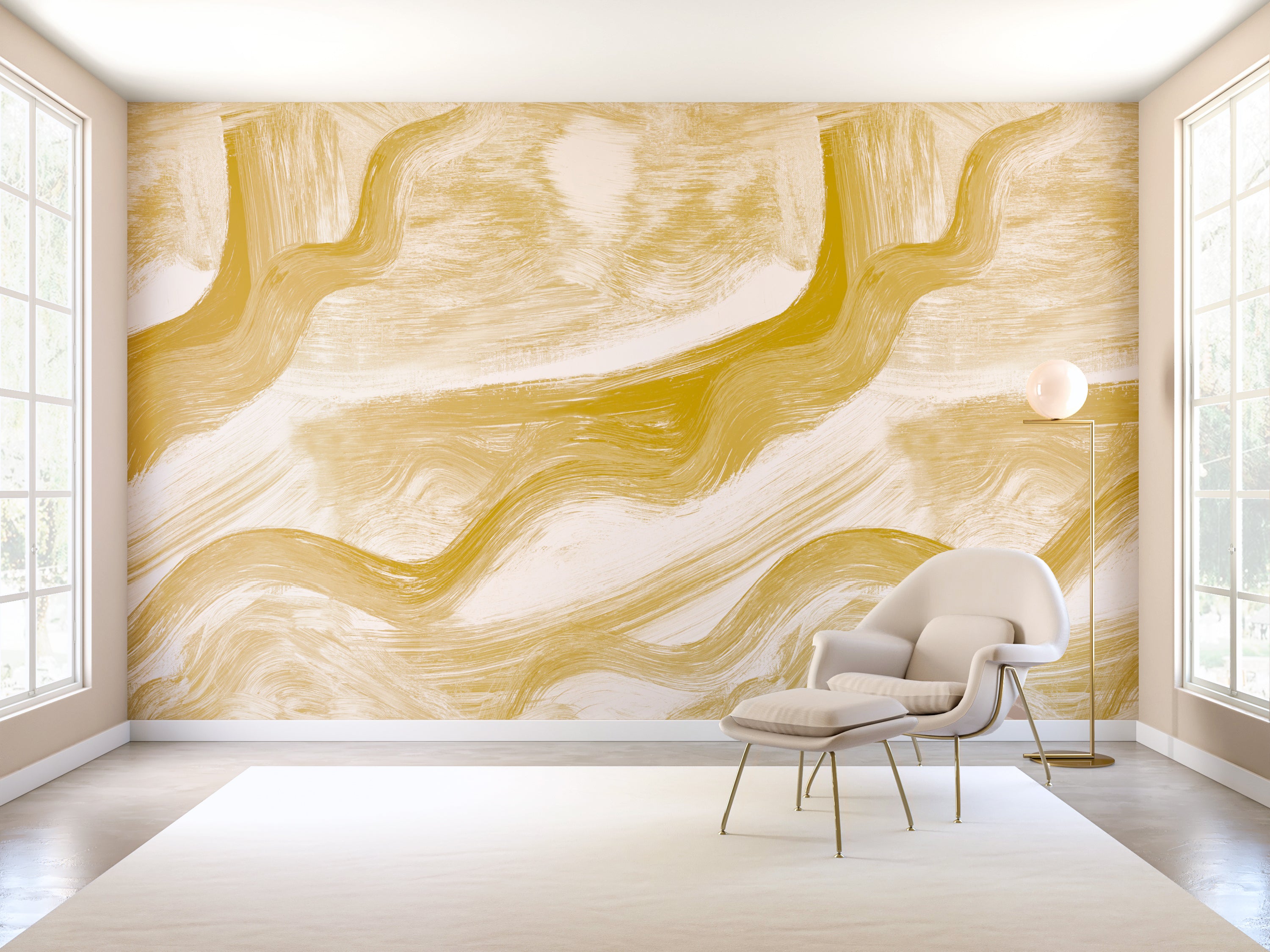 Modern Art© Mural Wallpaper in Mustard