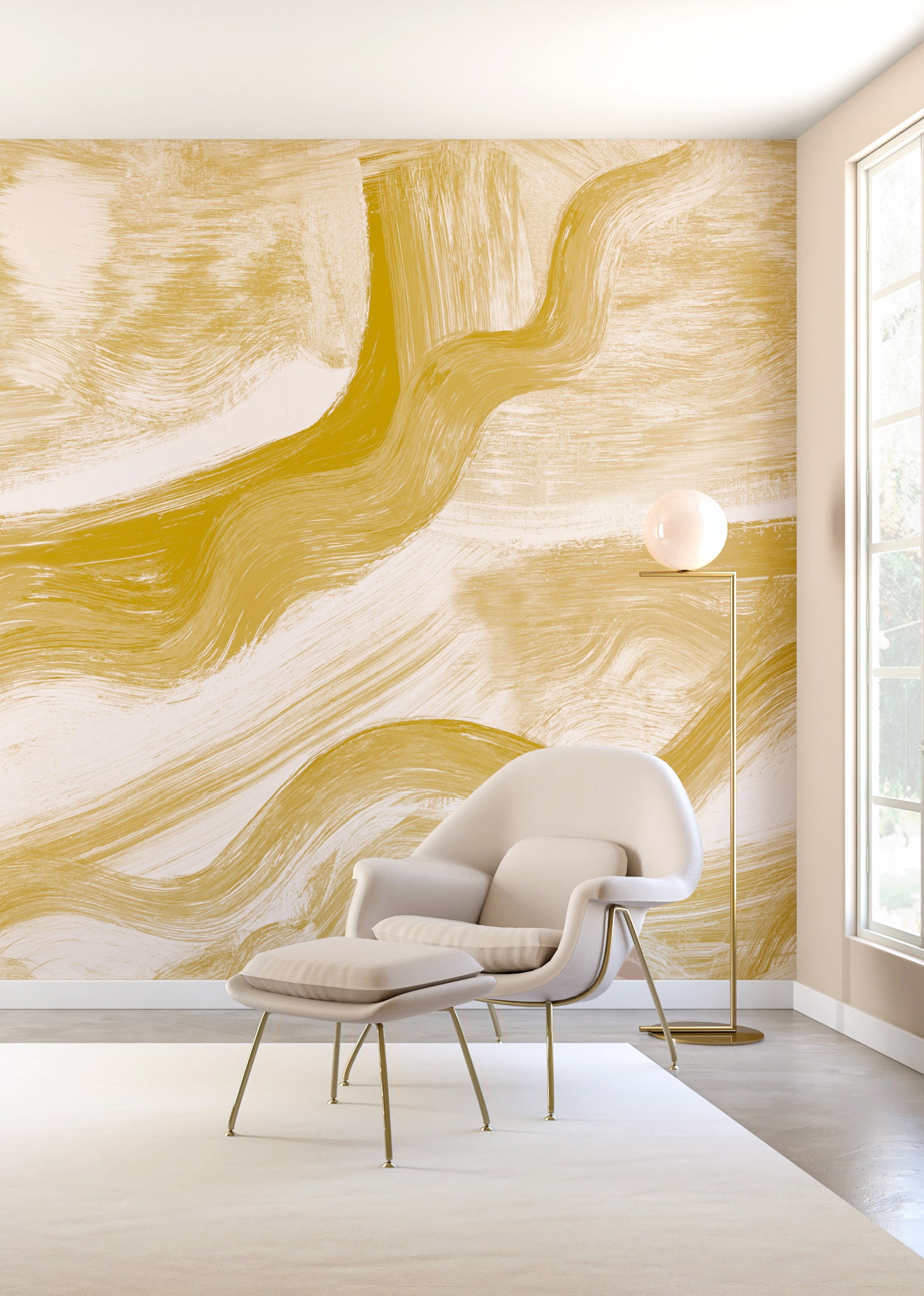 Modern Art© Mural Wallpaper in Mustard