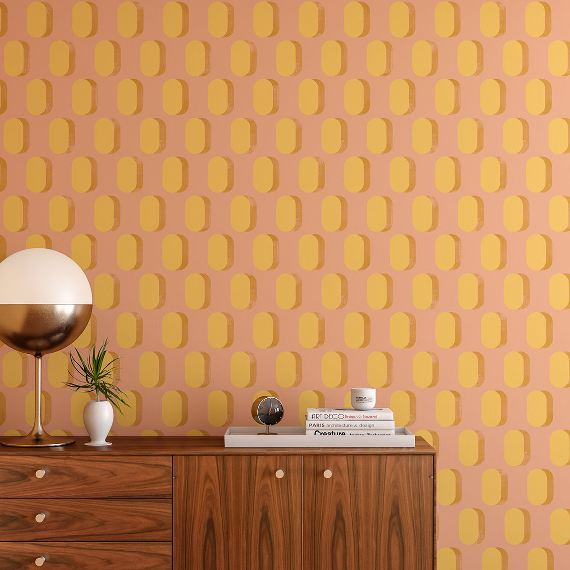 Pillbox© Wallpaper in Mustard
