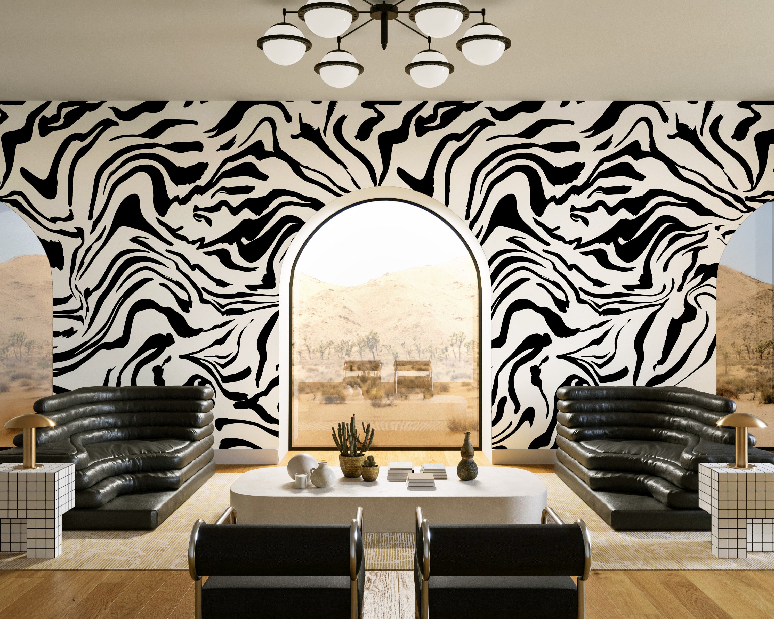 Primal© Mural Wallpaper in Black + Cremé