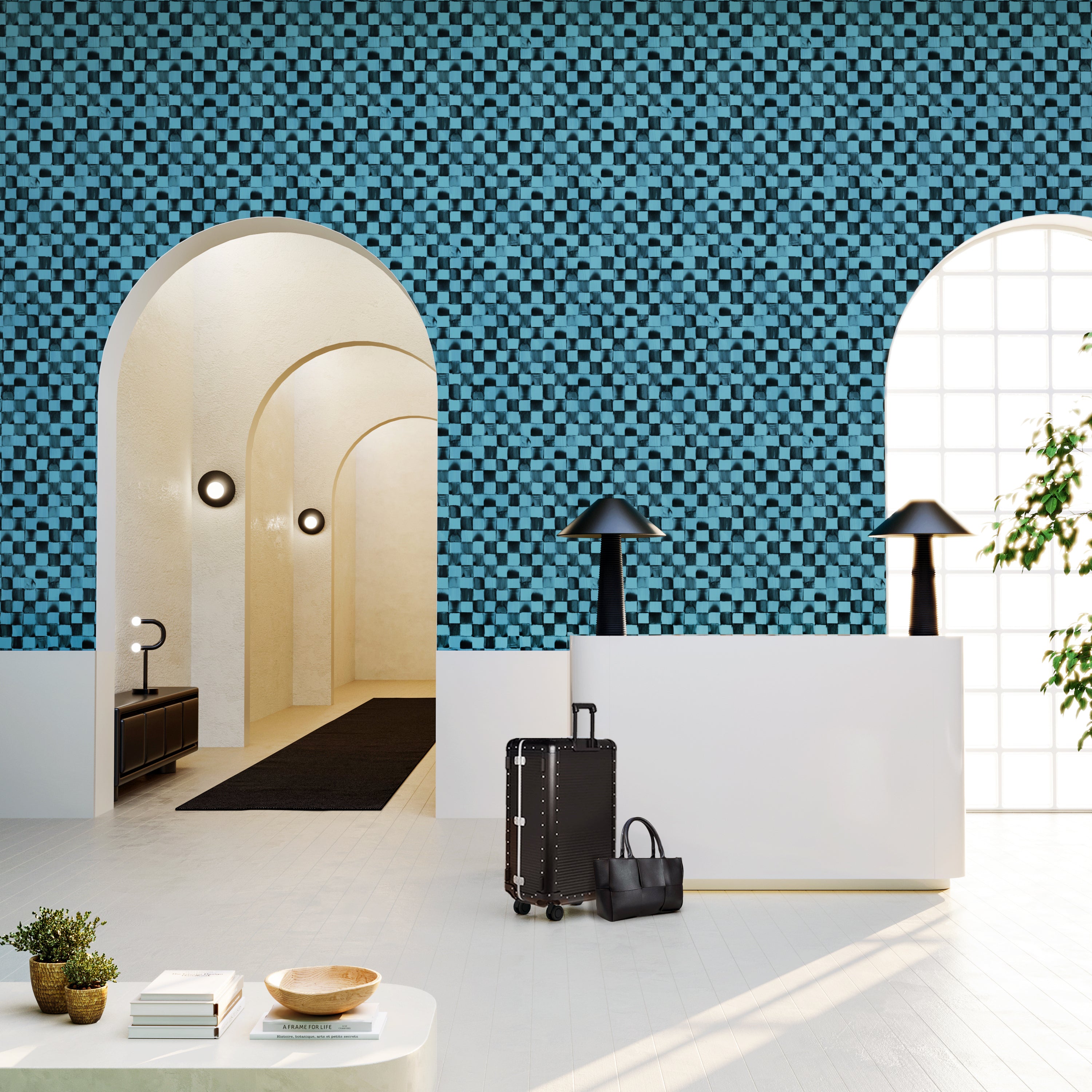 Quadrata© Wallpaper in Aqua Net + Black