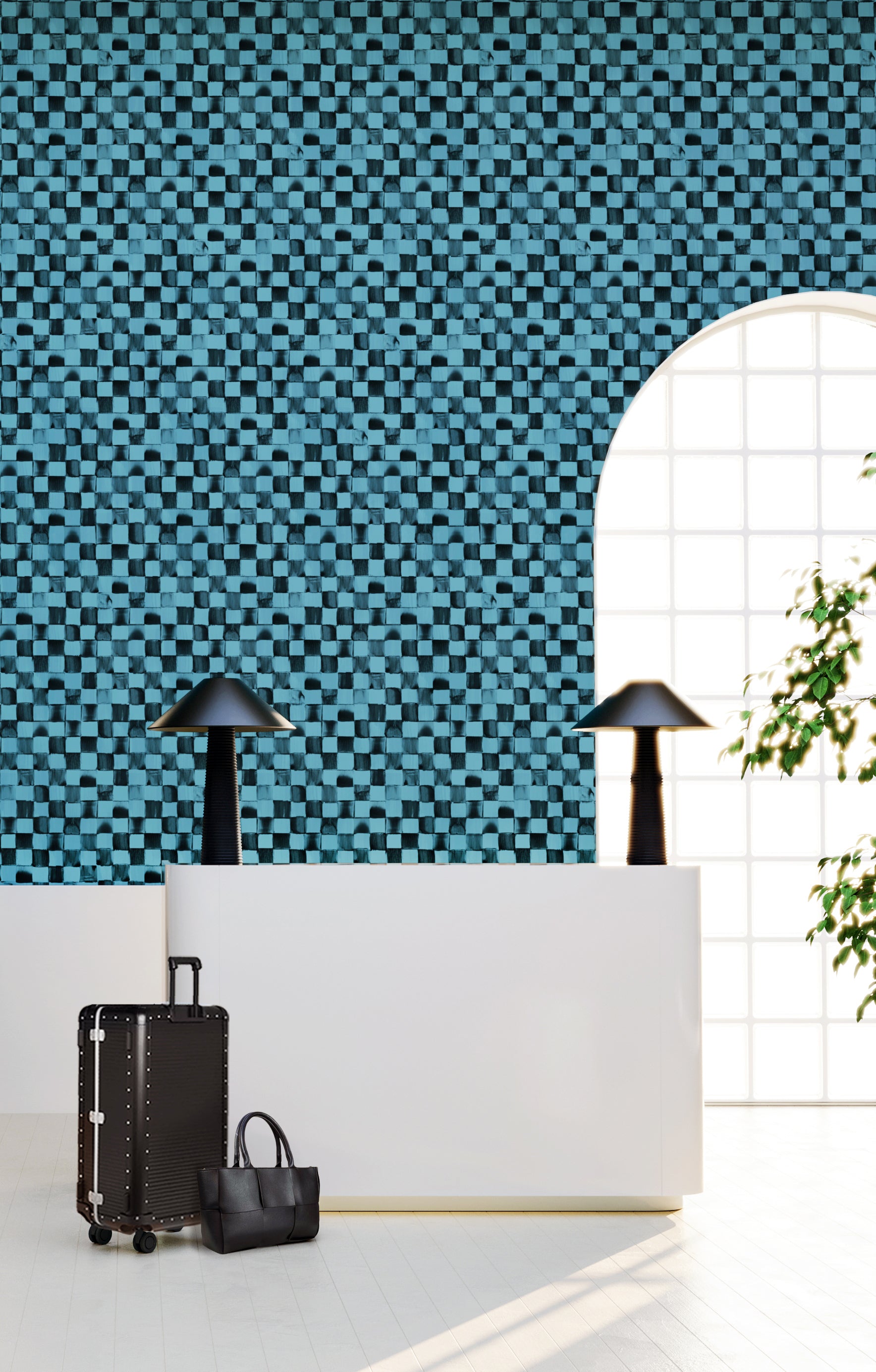 Quadrata© Wallpaper in Aqua Net + Black