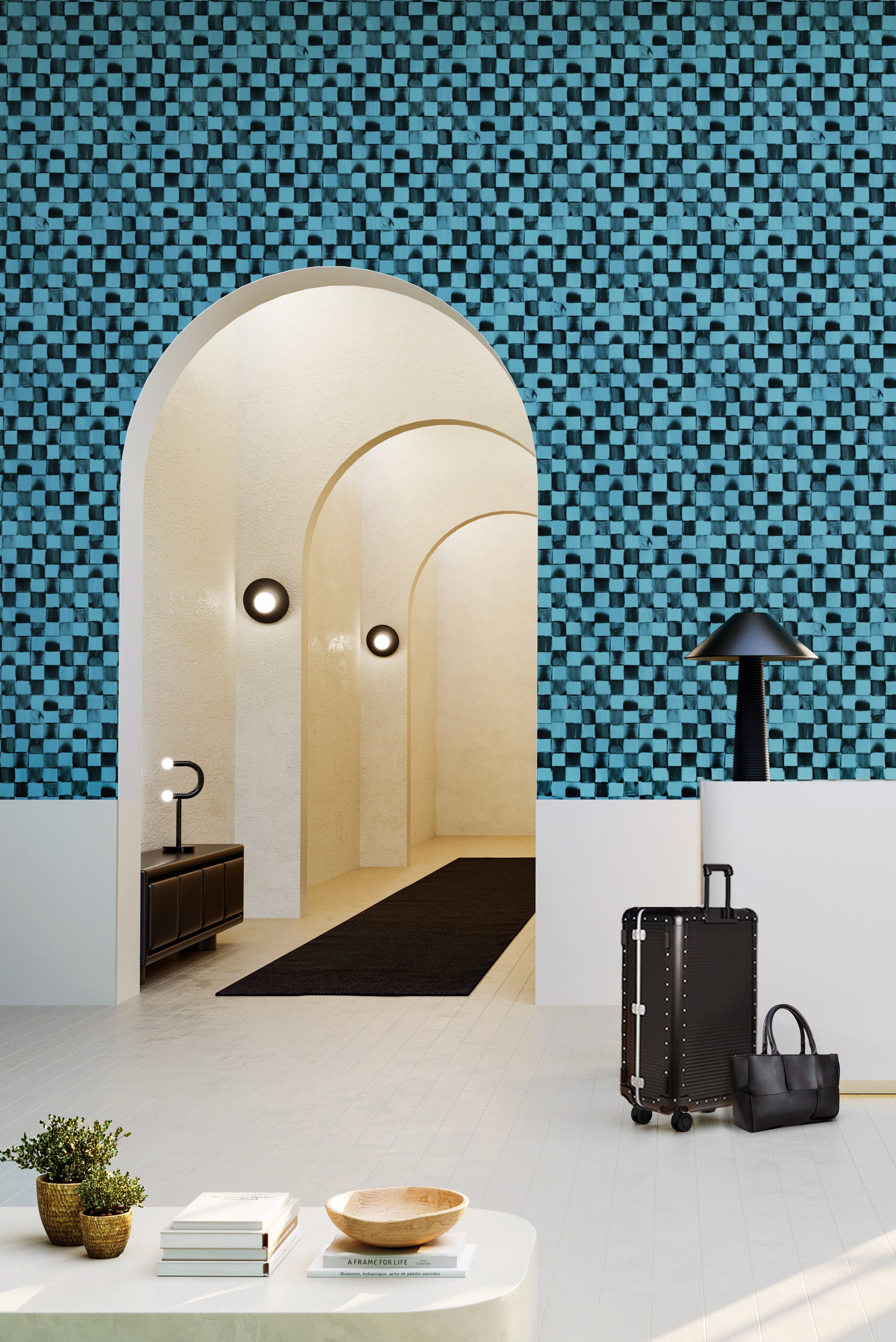 Quadrata© Wallpaper in Aqua Net + Black