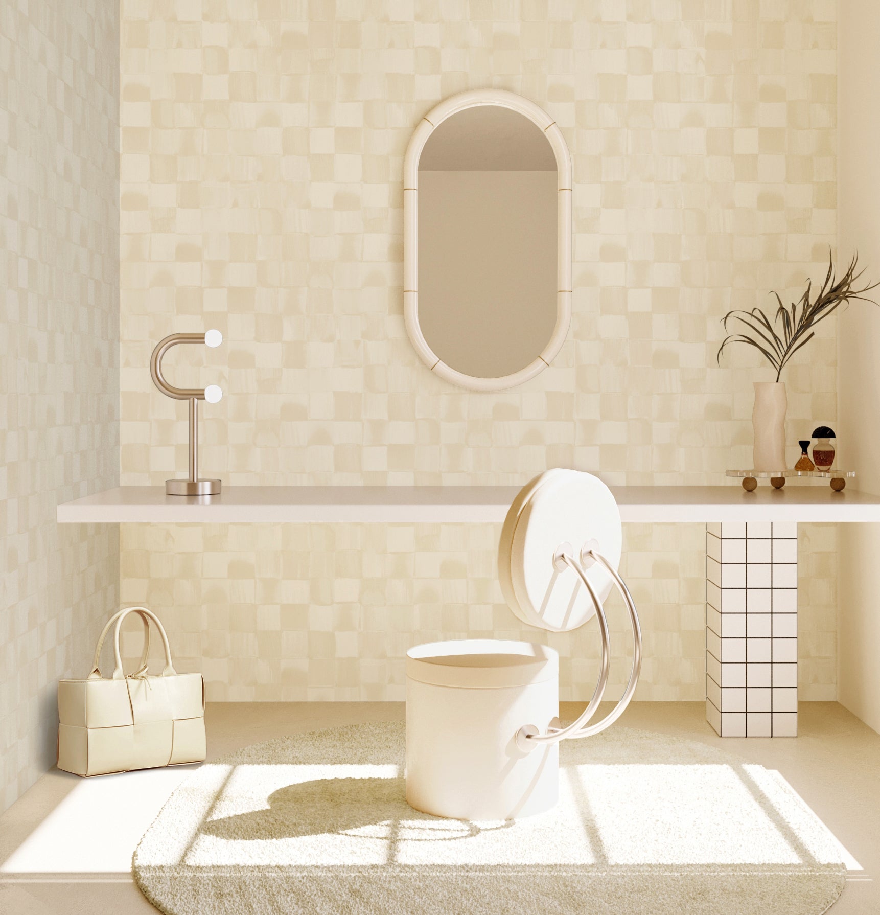 Quadrata© Wallpaper in Cremé