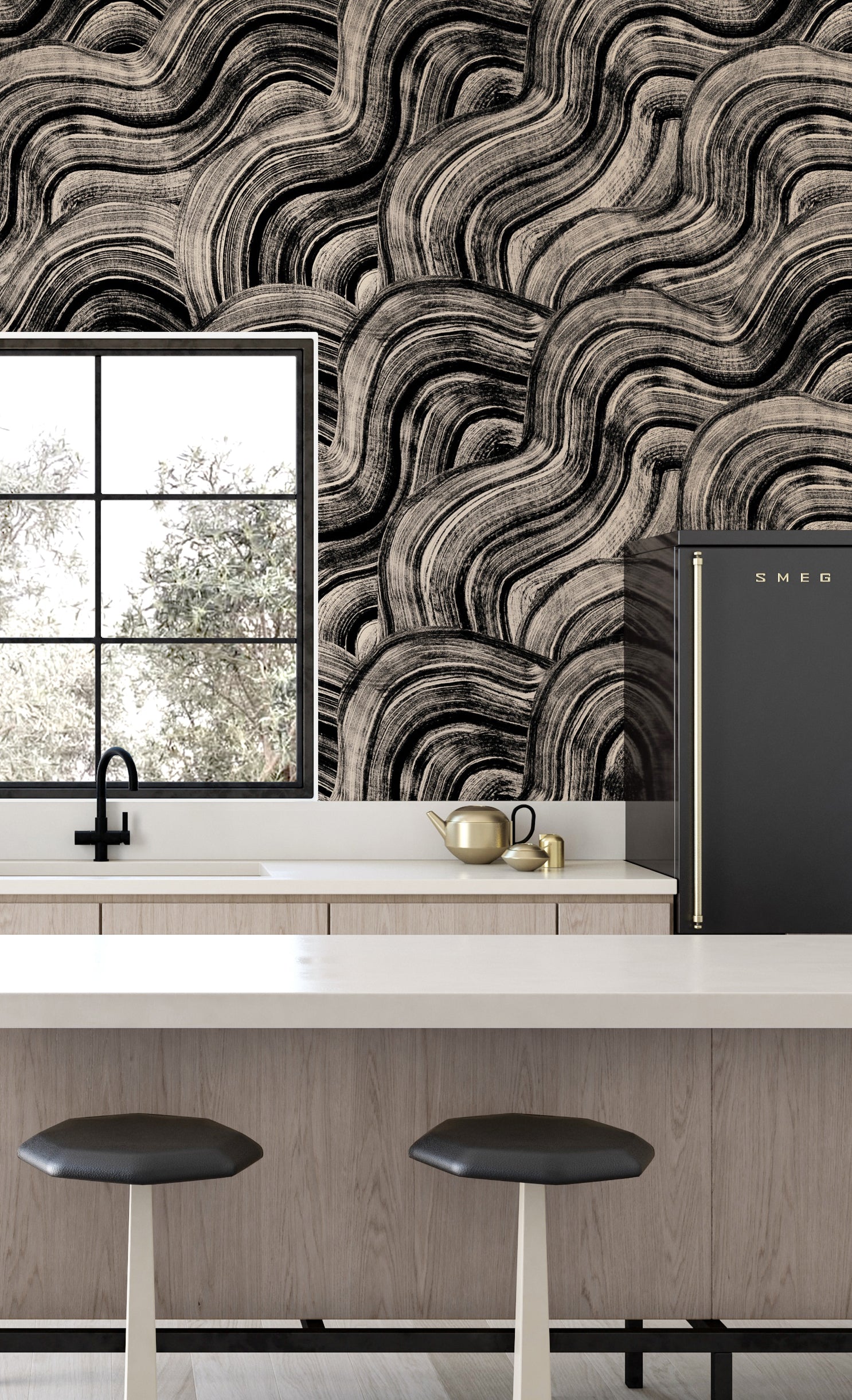 Sediment #2© Wallpaper in Black + Cremé