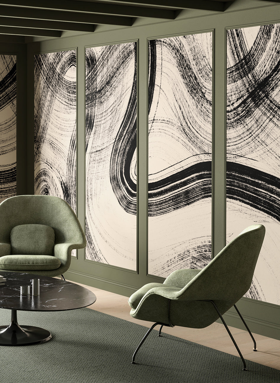 Sediment #1© Mural Wallpaper in Black + Tan