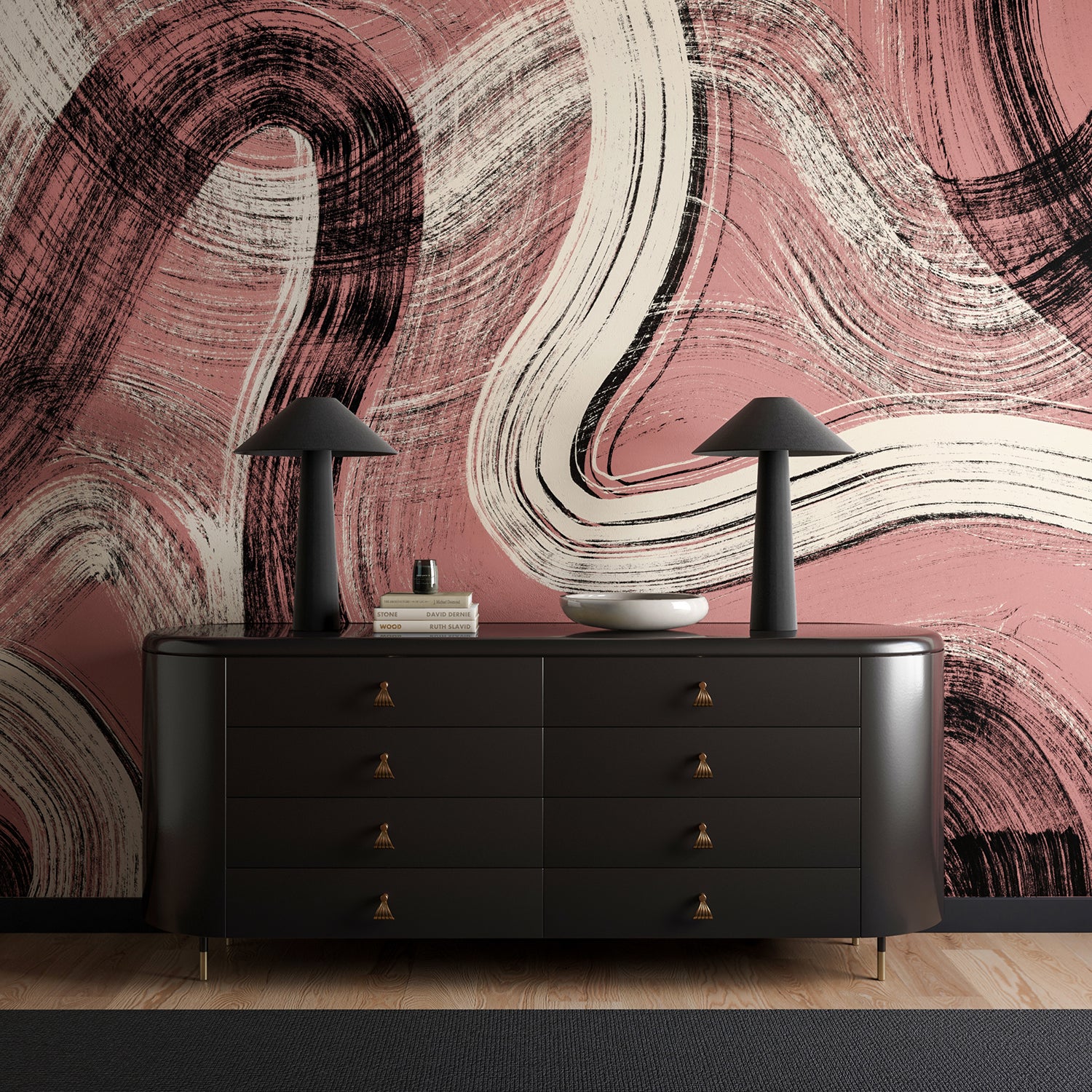 Sediment #1© Mural Wallpaper in Coral Rose