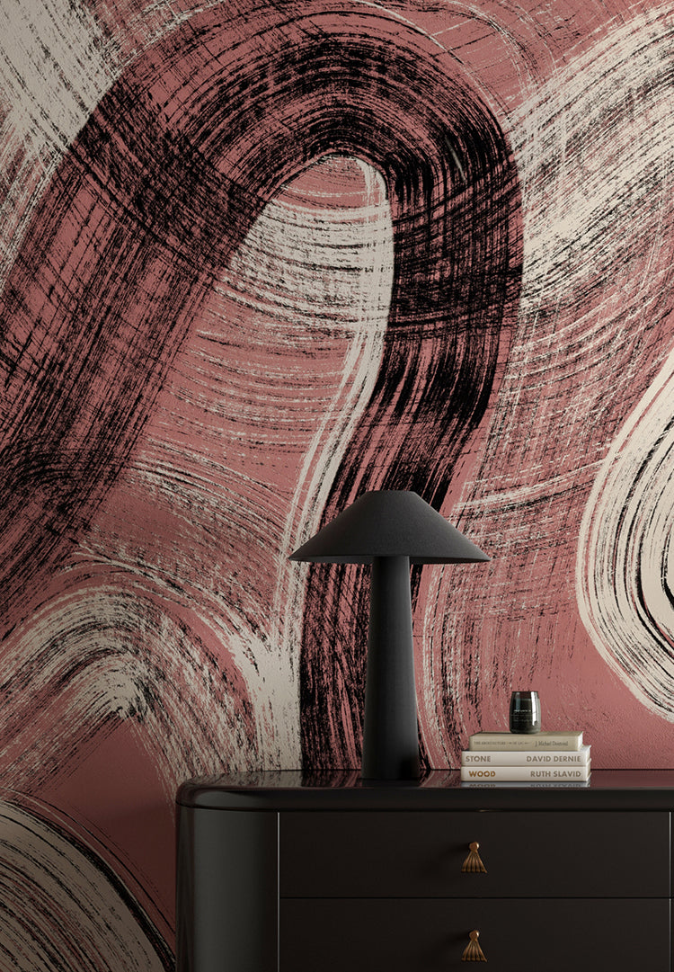 Sediment #1© Mural Wallpaper in Coral Rose