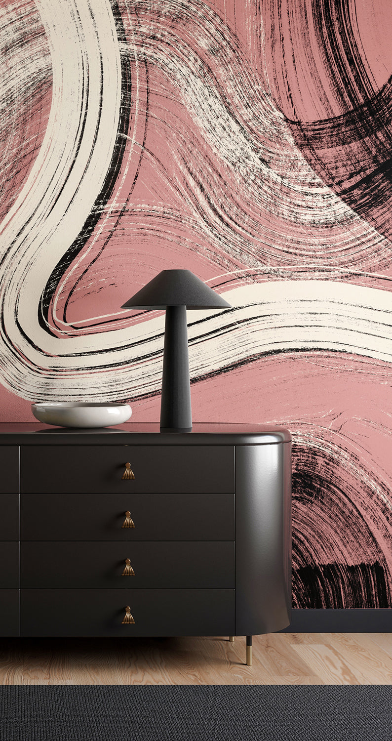 Sediment #1© Mural Wallpaper in Coral Rose