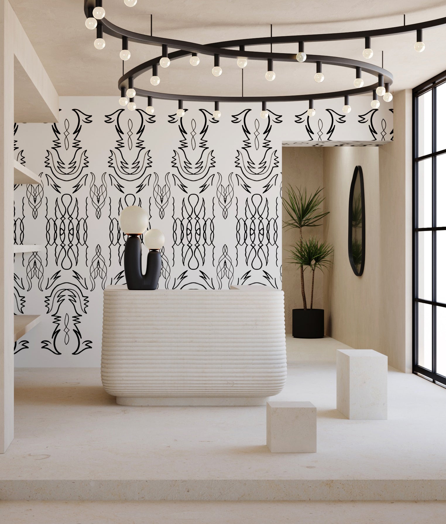 Side Saddle© Wallpaper in Alabaster