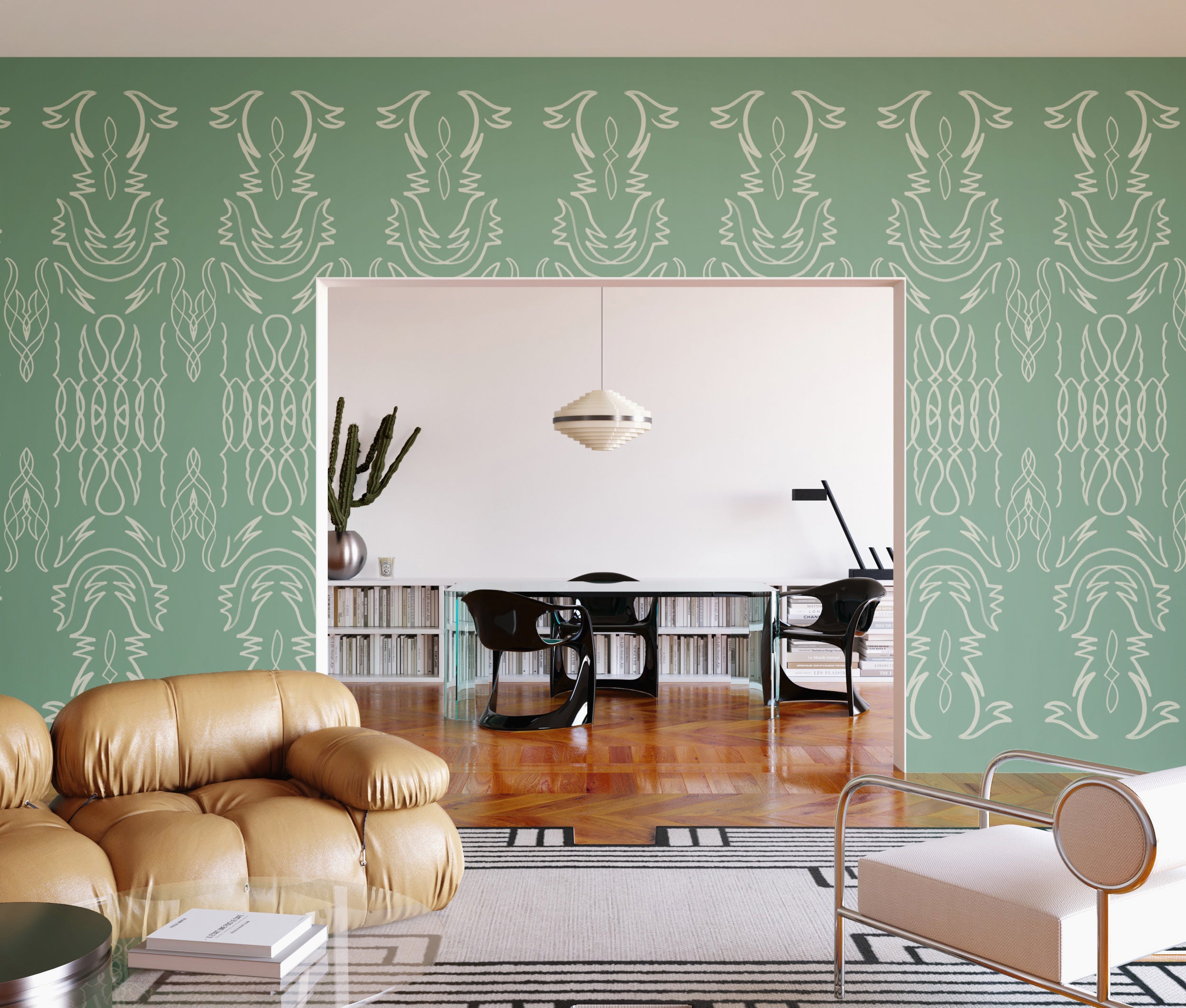 Side Saddle© Wallpaper in Aloe