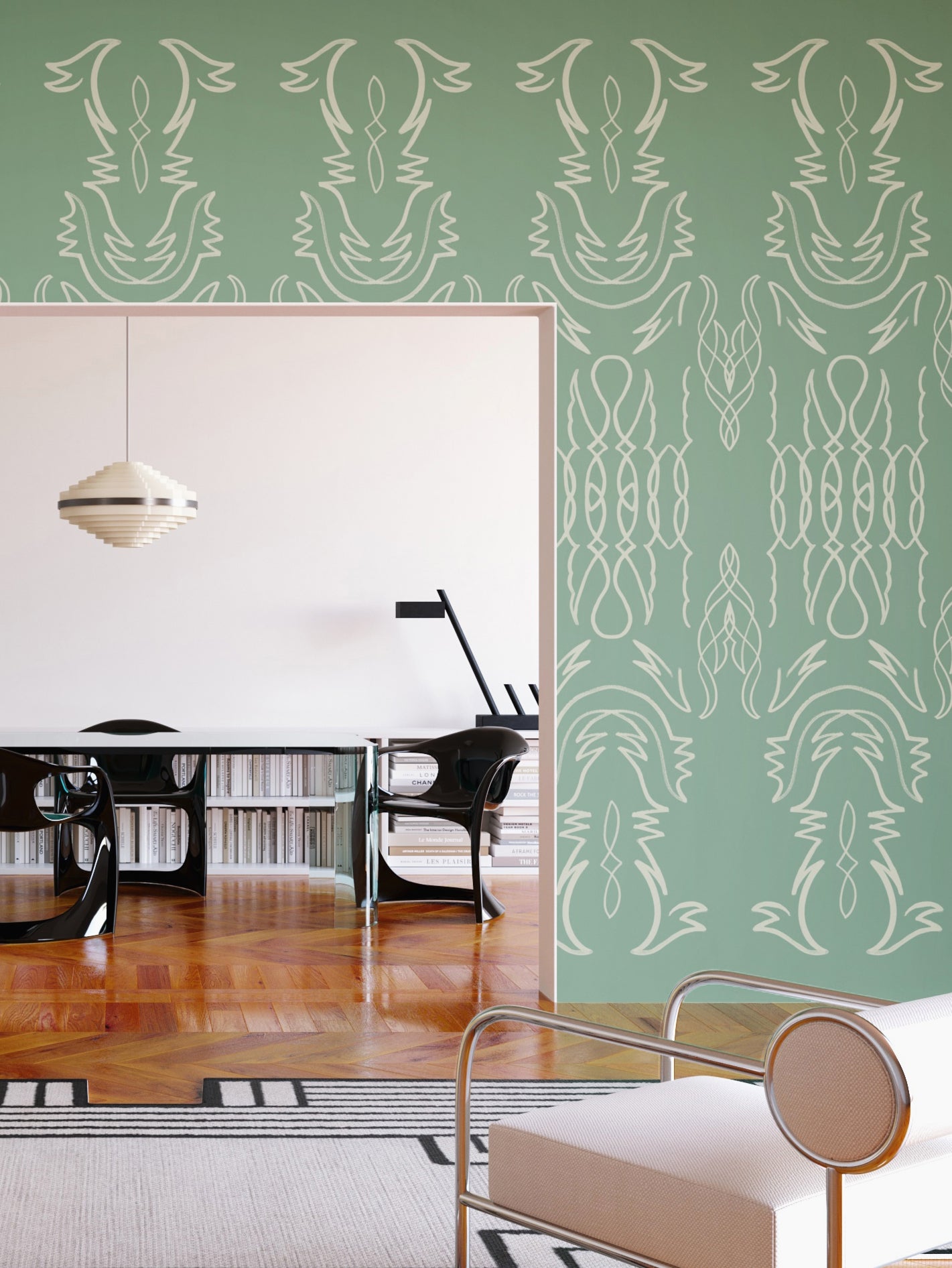 Side Saddle© Wallpaper in Aloe